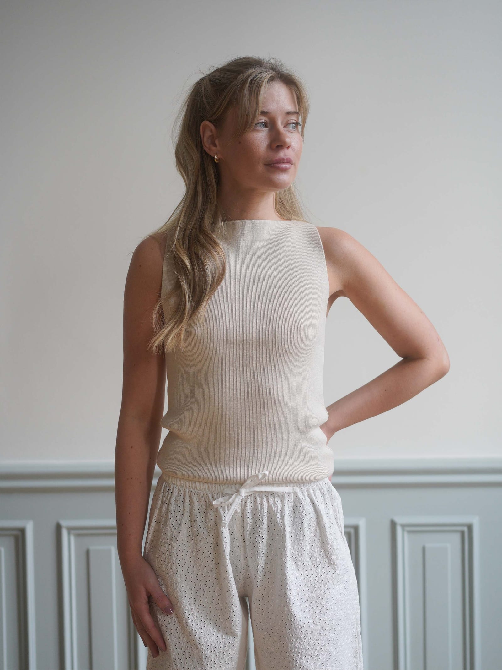 Bateau Tank Top Cream