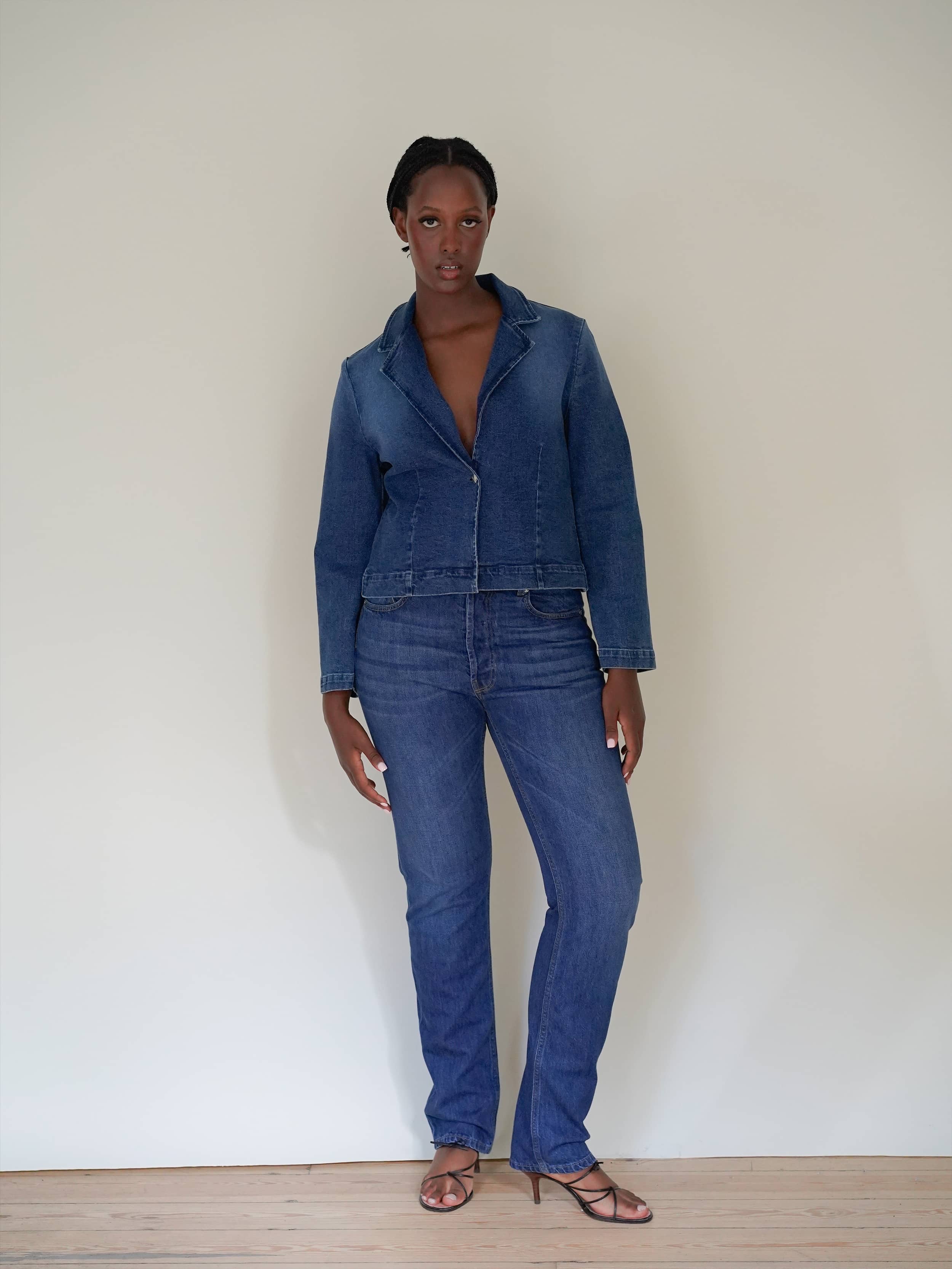 Day-to-day Denim Blazer Dark Blue - Dark blue | Djerf Avenue