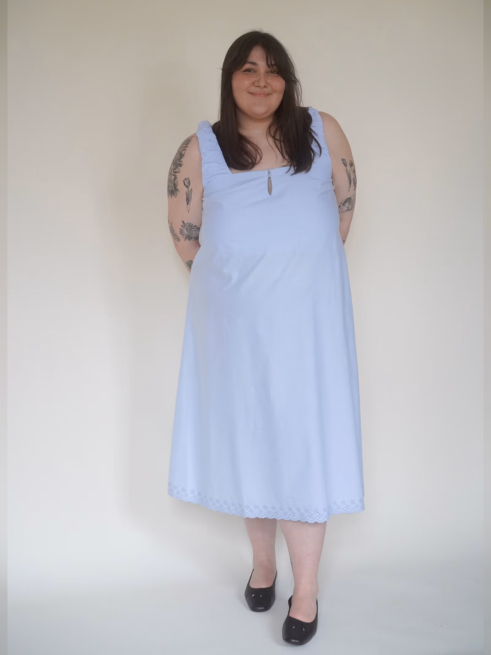 Breezy Embroidered Dress Blue