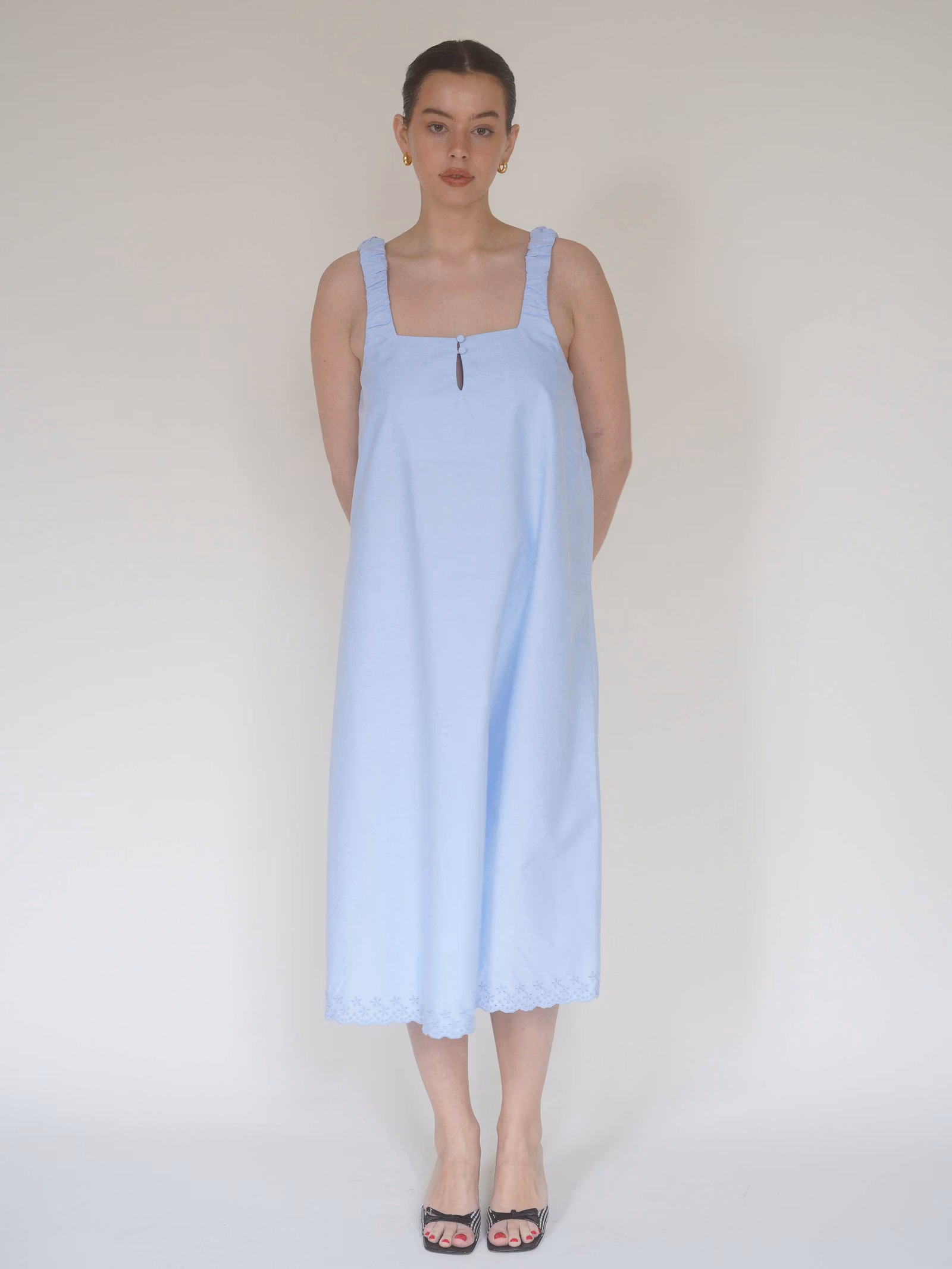 Breezy Embroidered Dress Blue