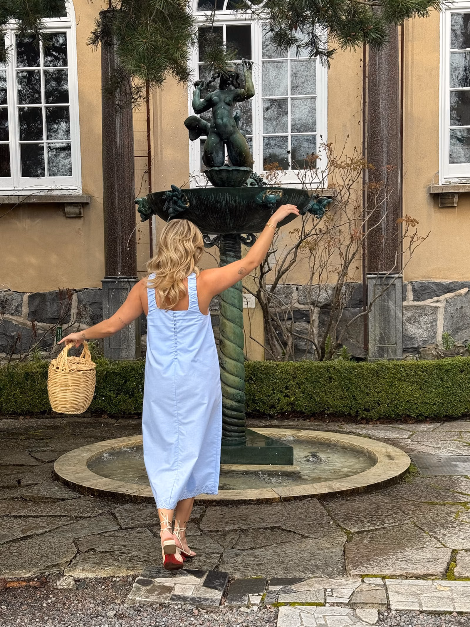 Breezy Embroidered Dress Blue