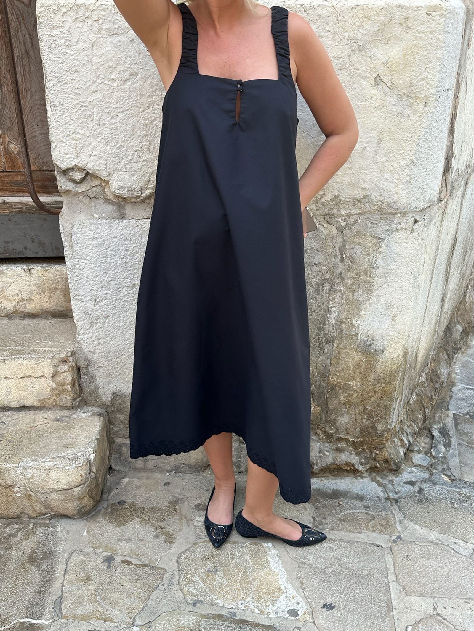 Breezy Embroidered Dress Black