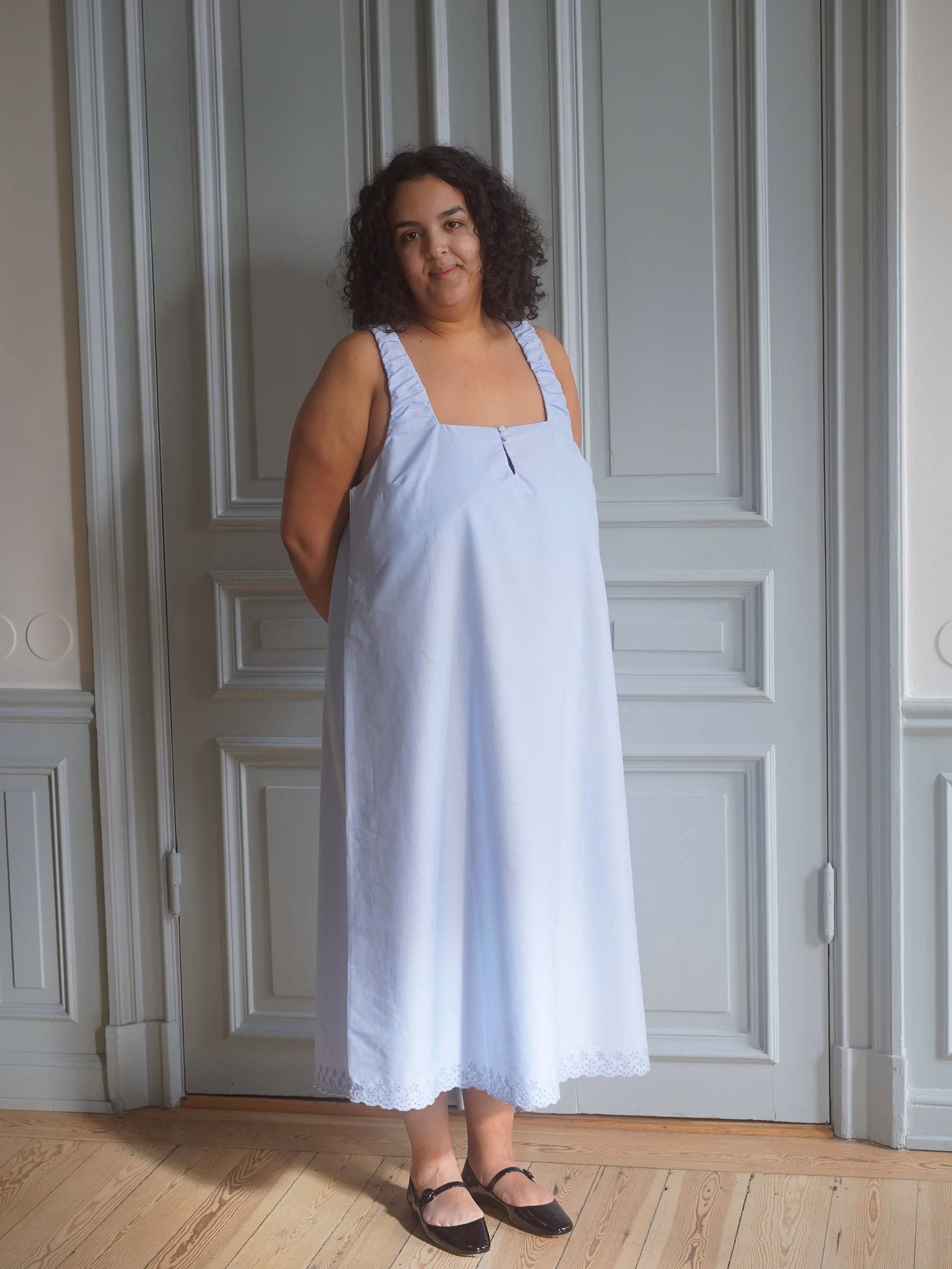 Breezy Embroidered Dress Blue
