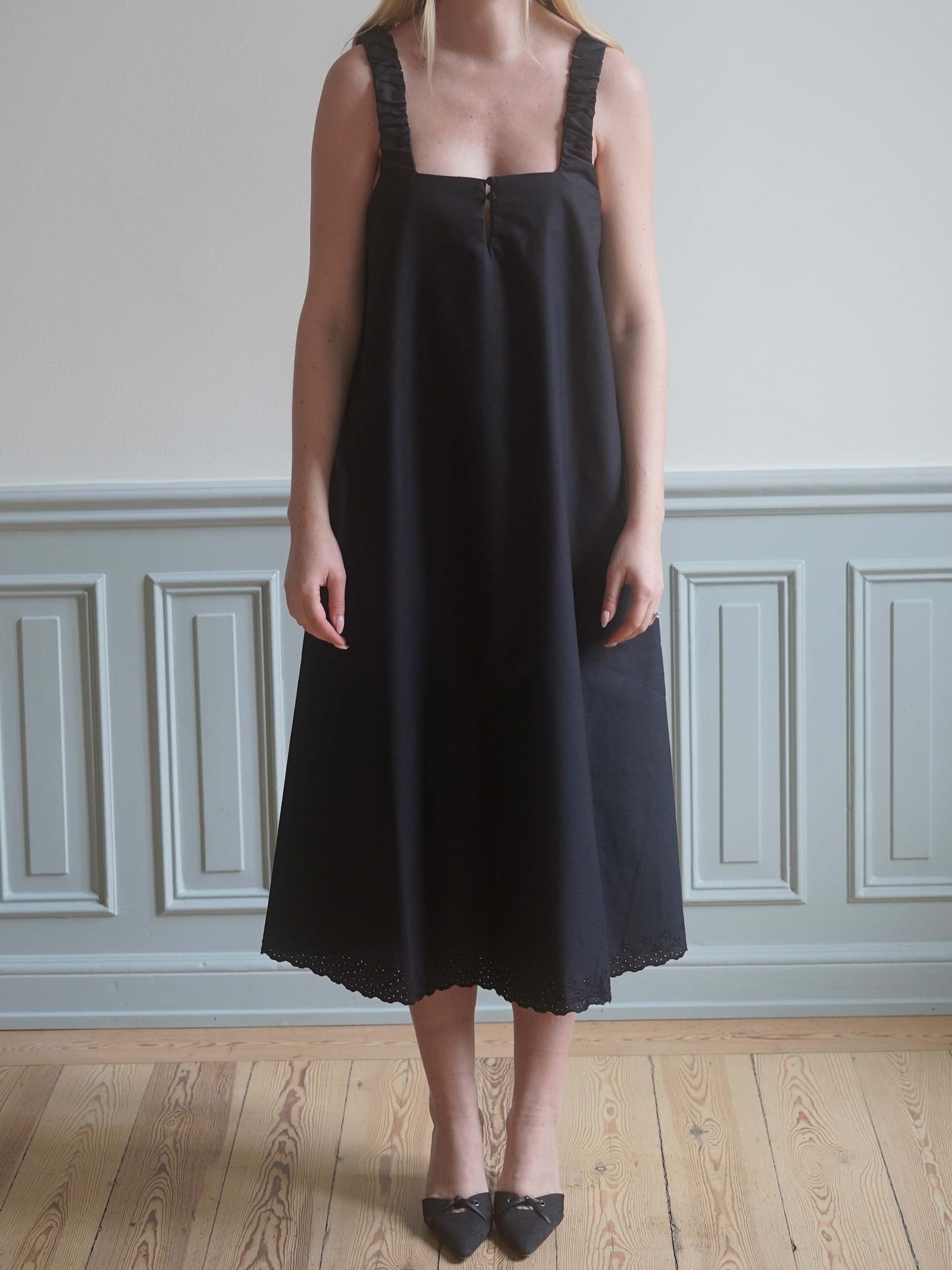 Breezy Embroidered Dress Black
