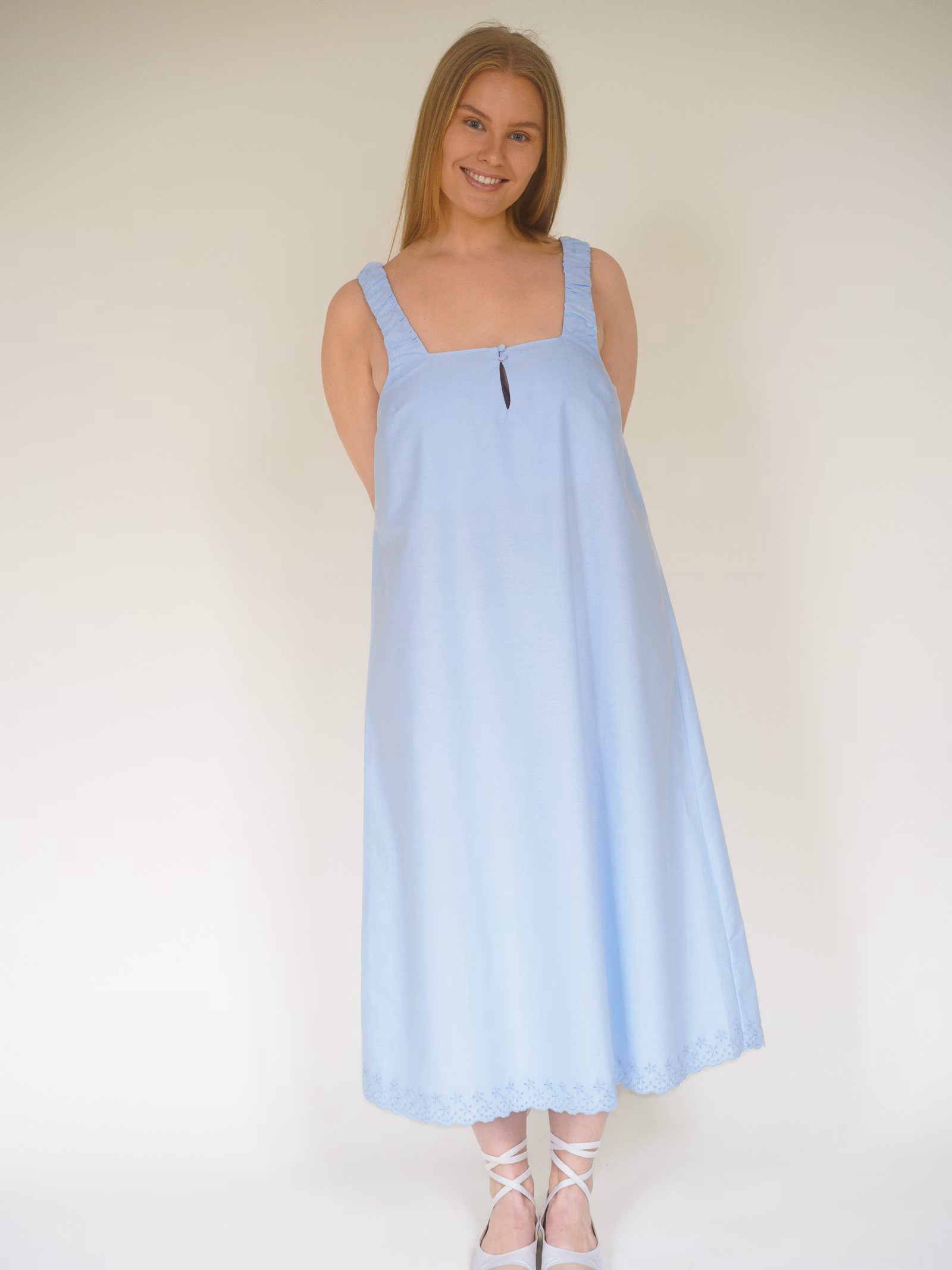 Breezy Embroidered Dress Blue