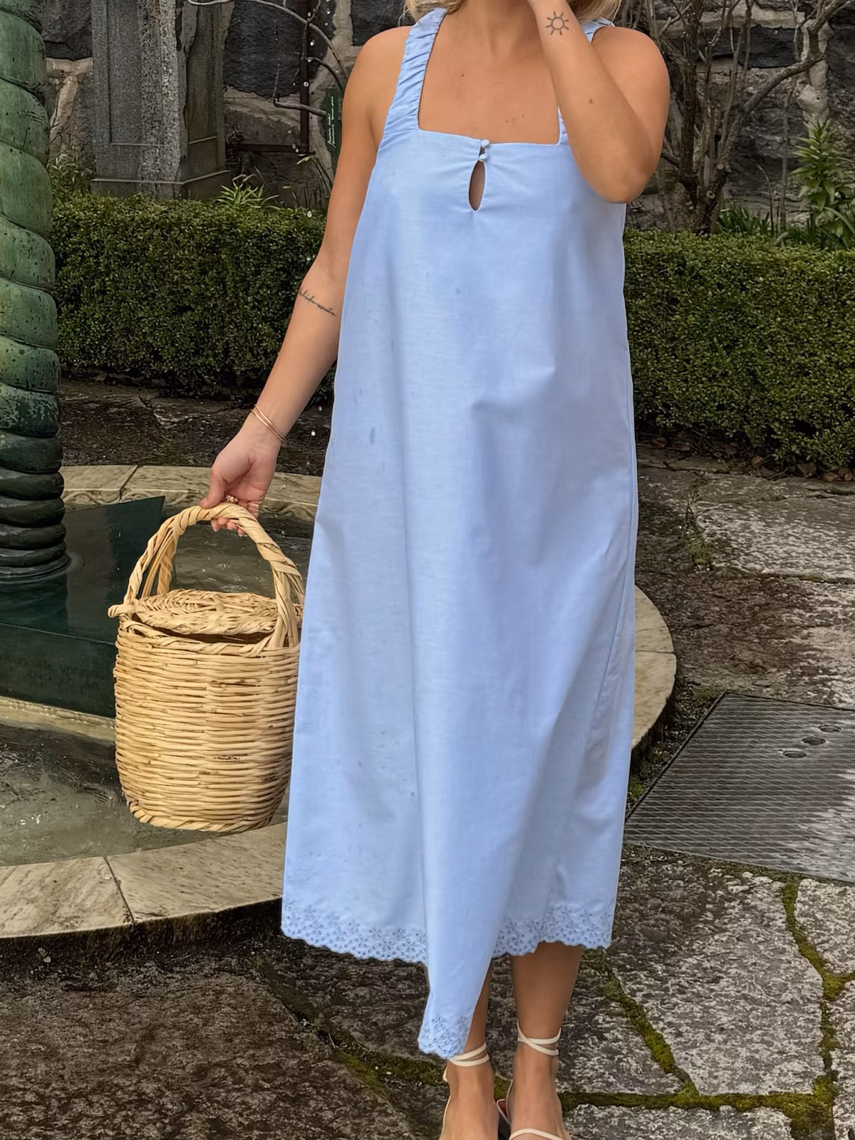 Breezy Embroidered Dress Blue