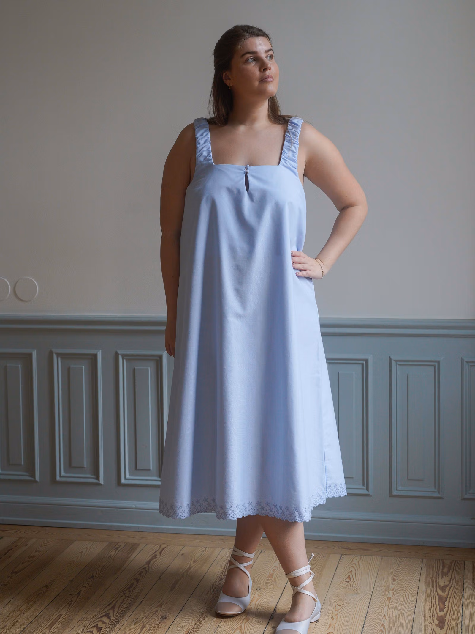 Breezy Embroidered Dress Blue