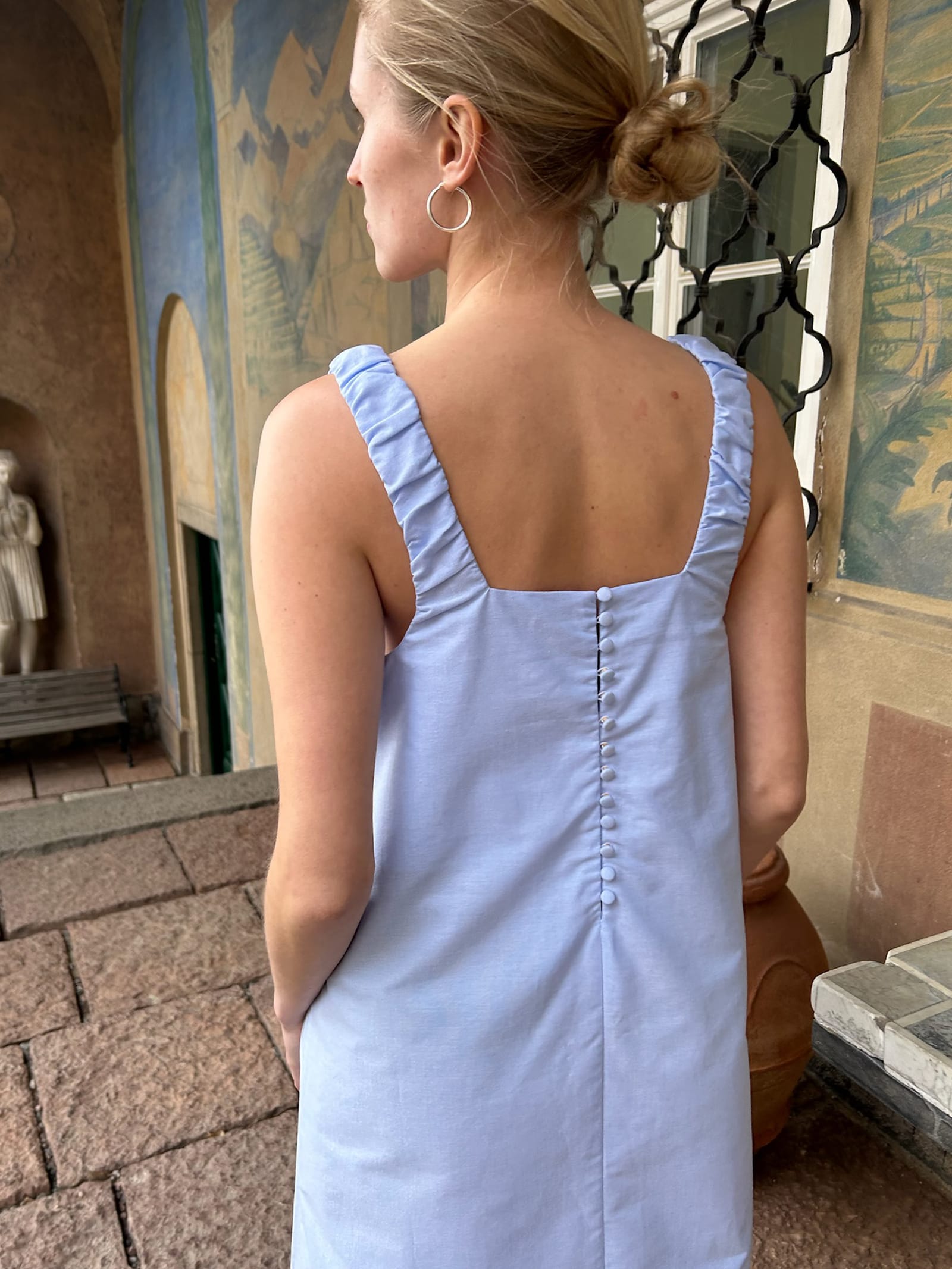 Breezy Embroidered Dress Blue