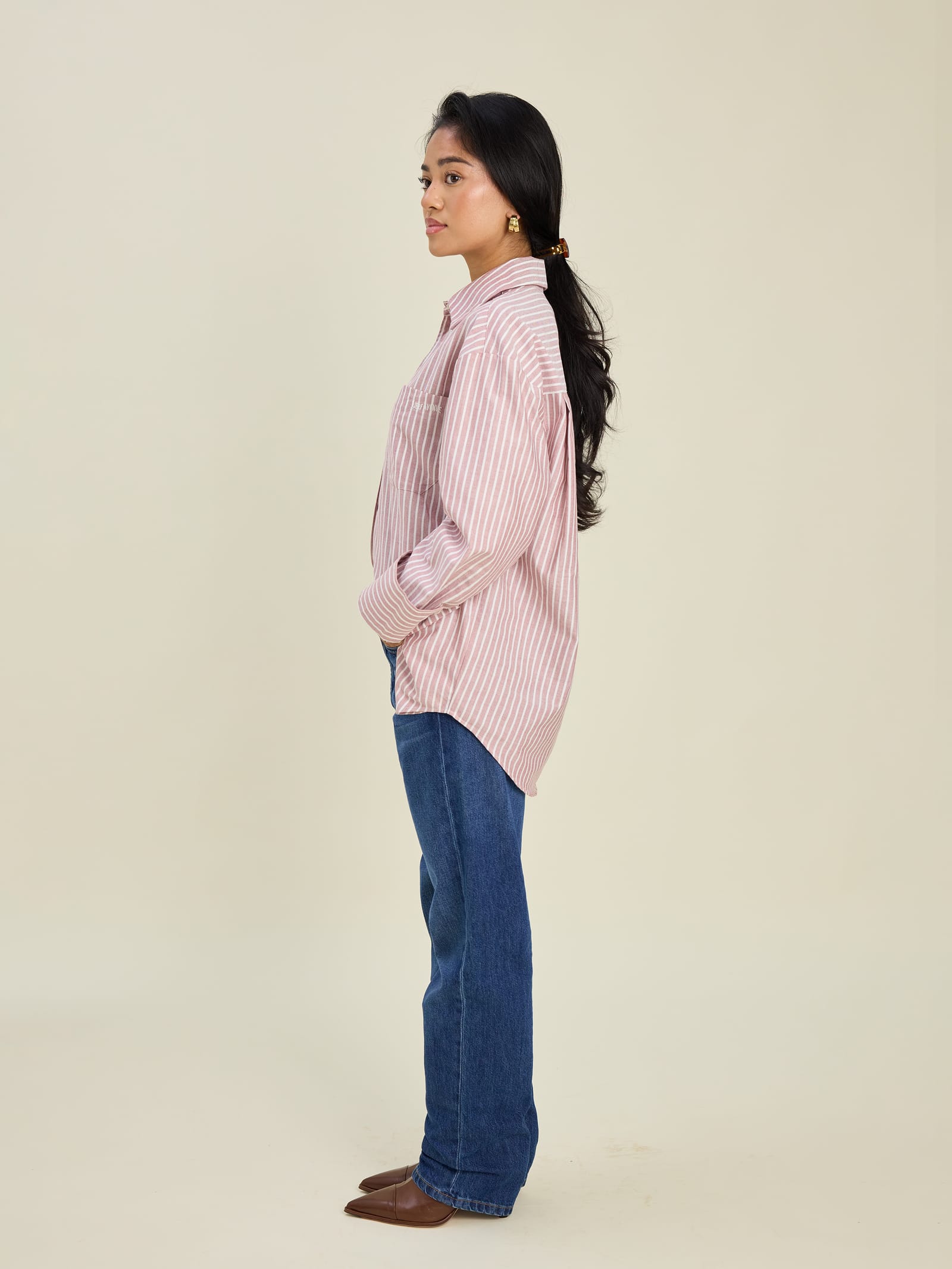Breezy Classic Shirt Burgundy Stripe