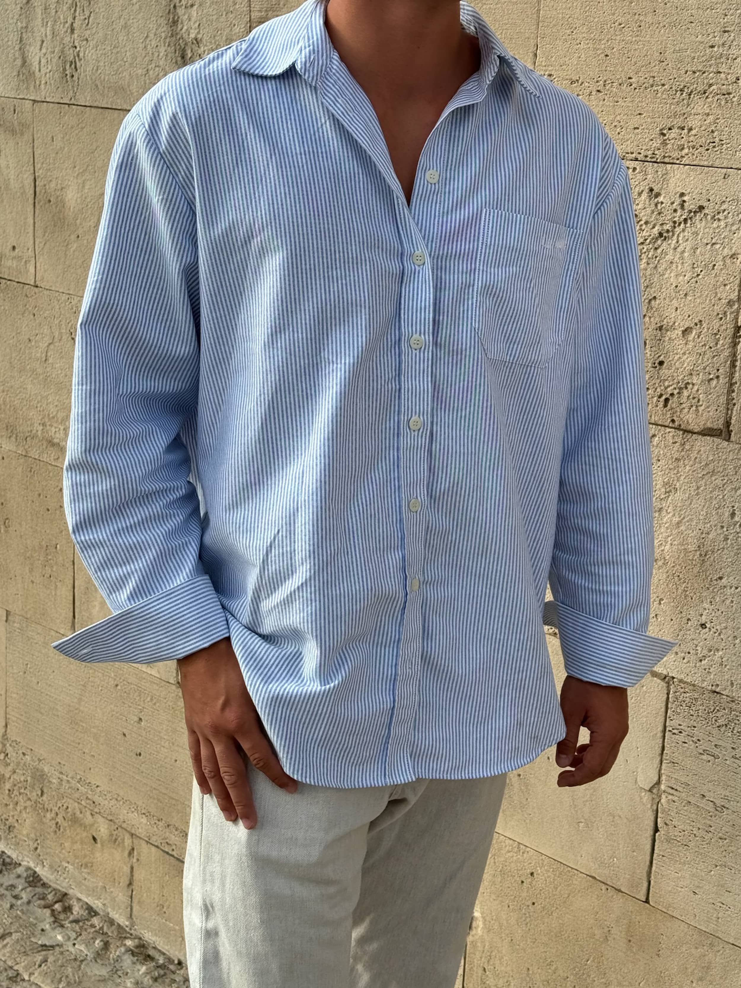 Breezy Classic Shirt Blue Stripe - Blue stripe | Djerf Avenue