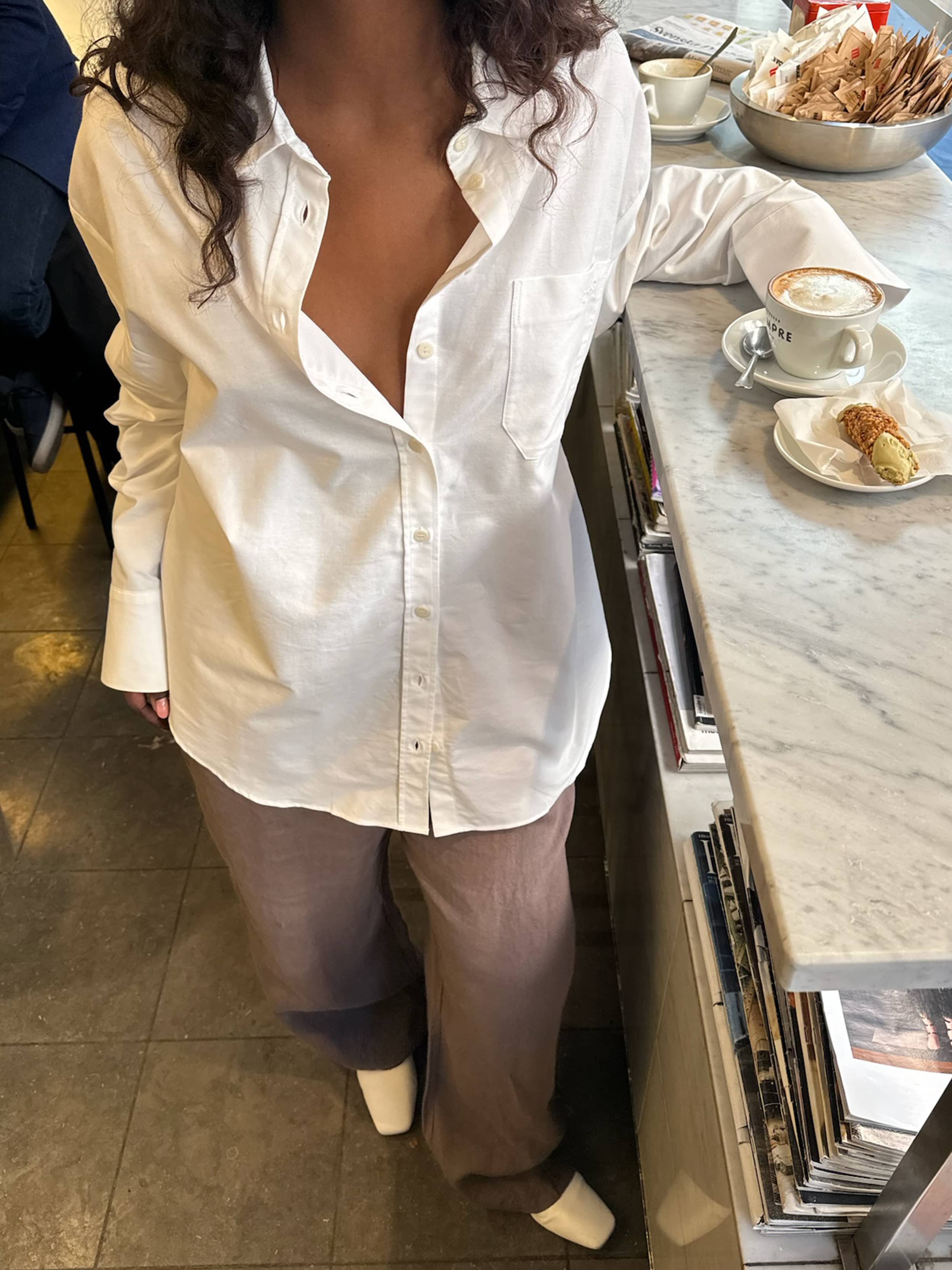 Djerf Avenue シャツ Breezy Classic Shirt Burgundy Stripe - Burgundy Stripe