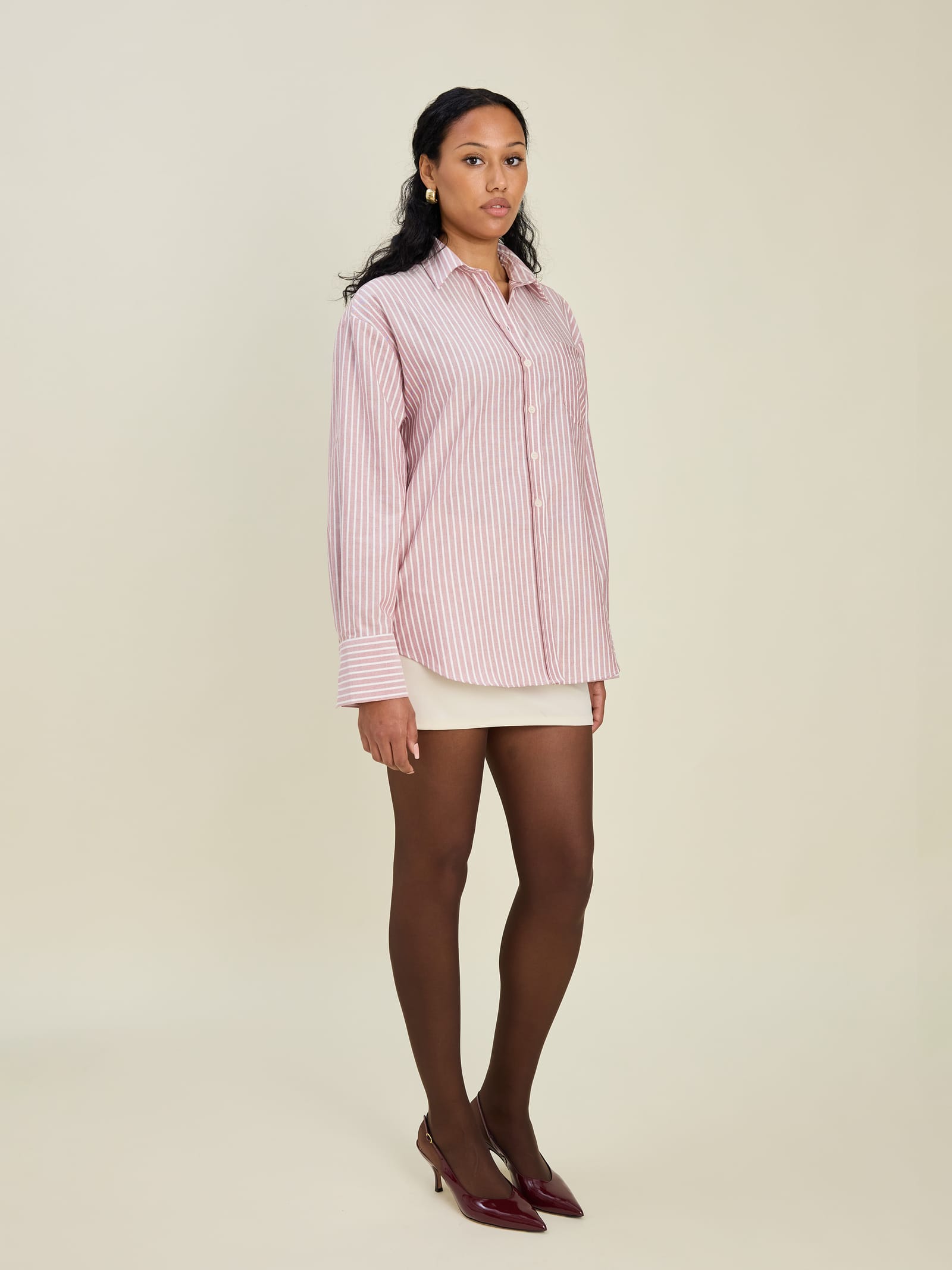 Breezy Classic Shirt Burgundy Stripe