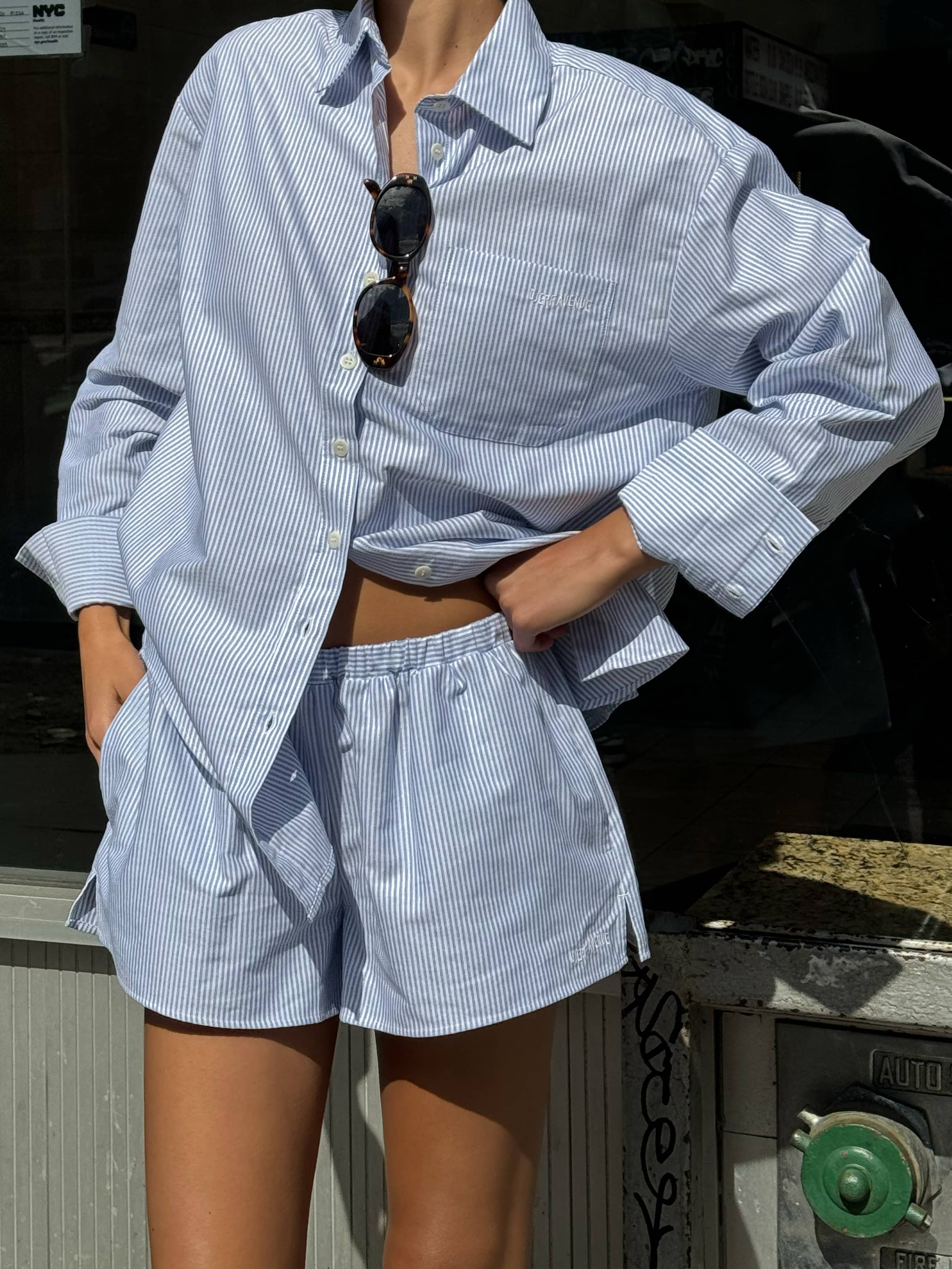 Breezy Classic Shirt Blue Stripe - Blue stripe | Djerf Avenue