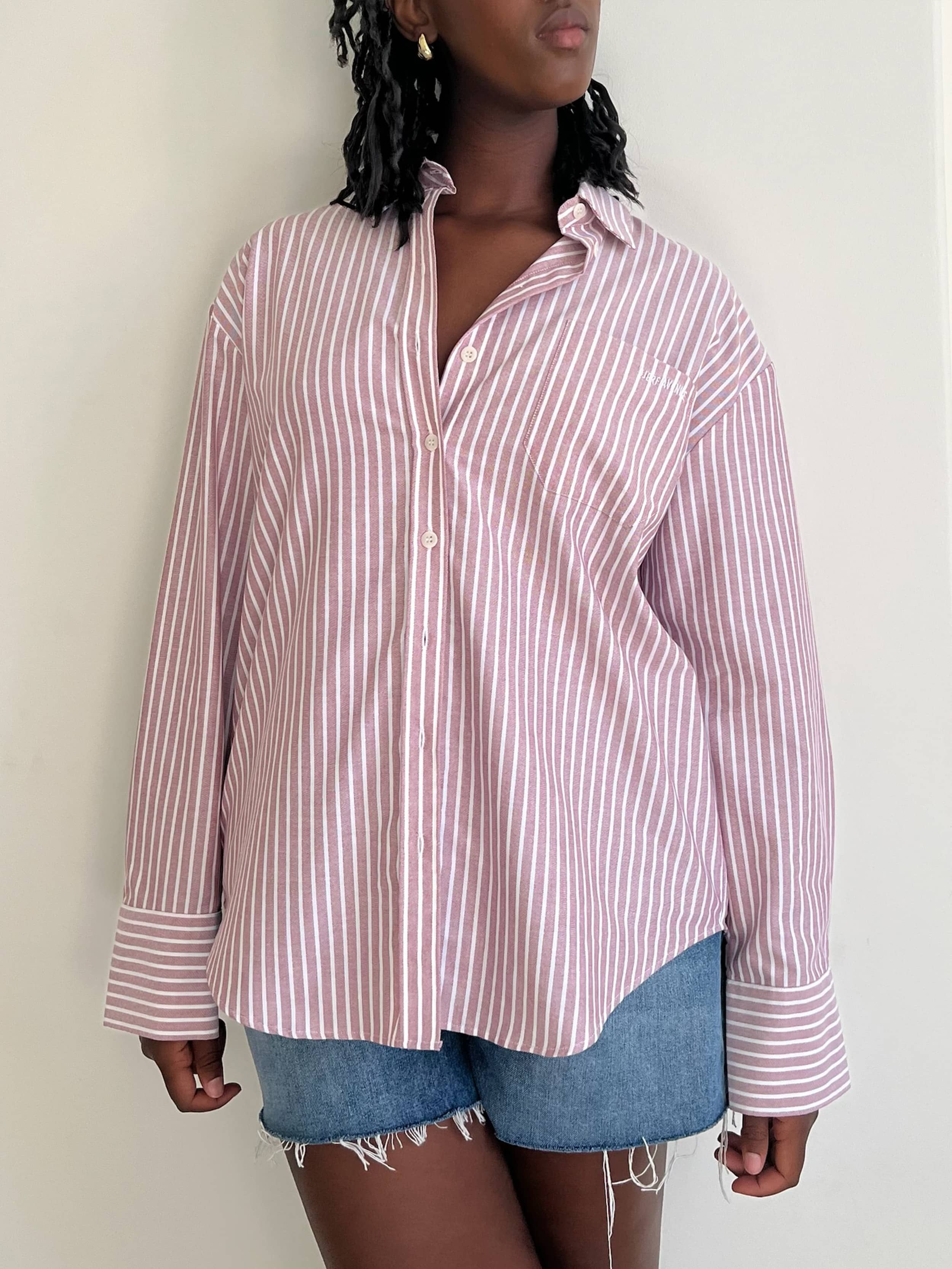 シャツ/ブラウス(長袖/七分) PHEENY TYPEWRITER OVER SHIRT(STRIPE) Premium Dobby Stripe Long Sleeve Shirt in Mossy Olive Green | Vans