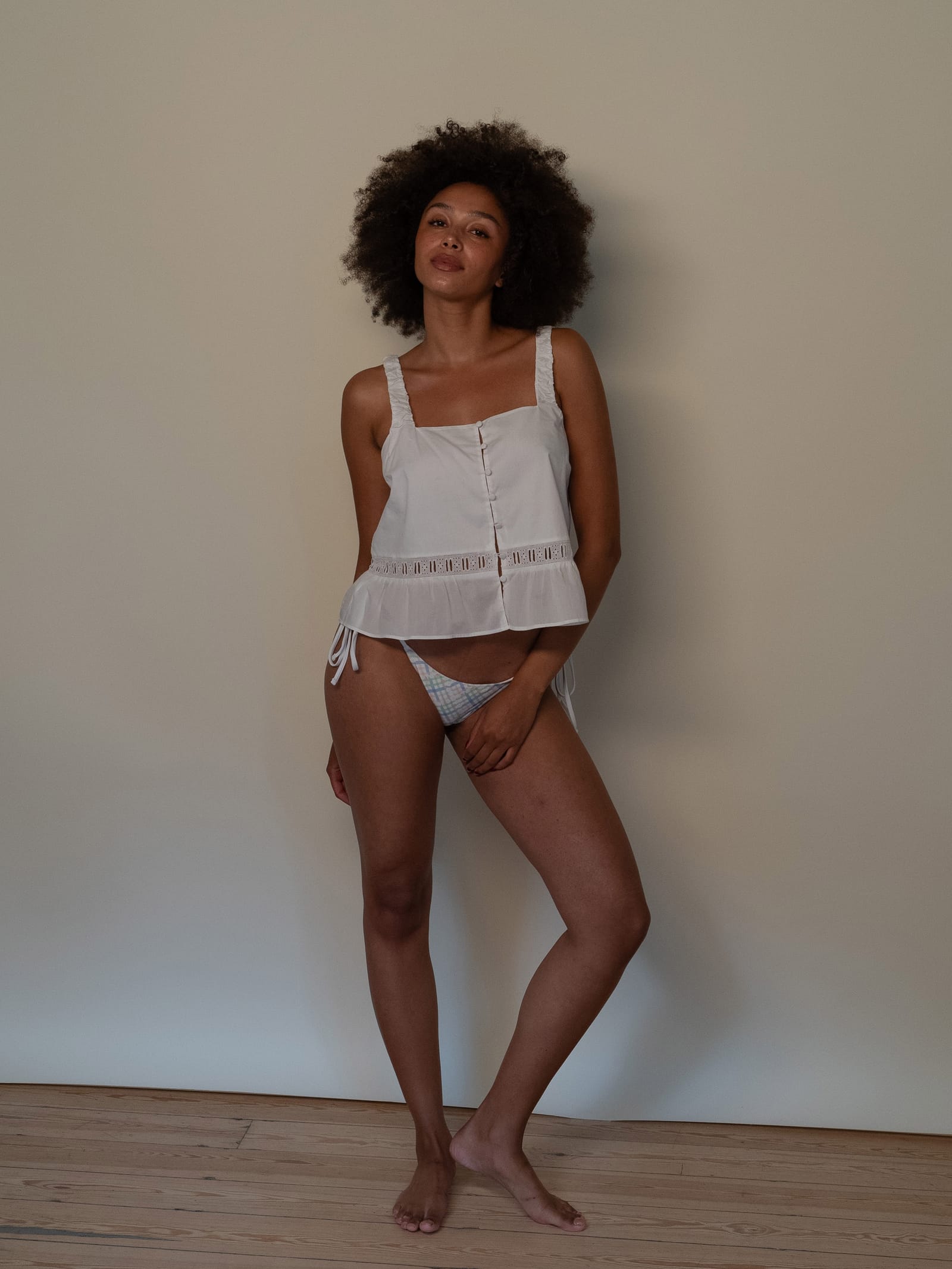 Airy Poplin Buttoned Top White