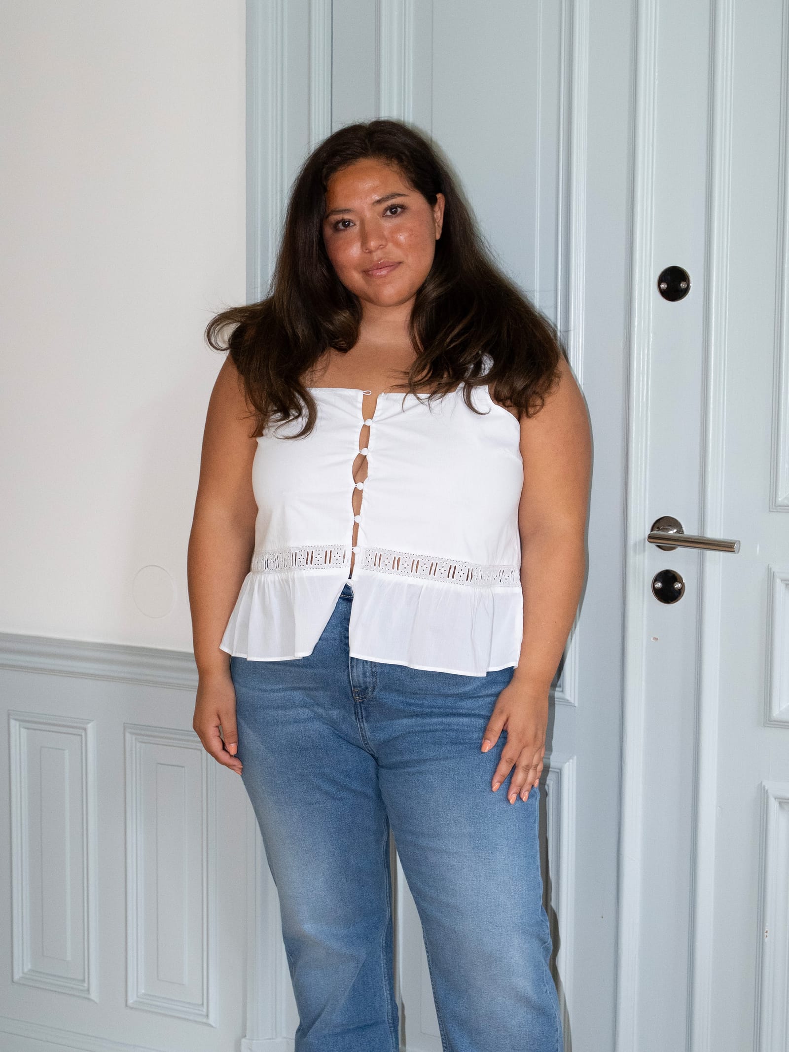 Airy Poplin Buttoned Top White