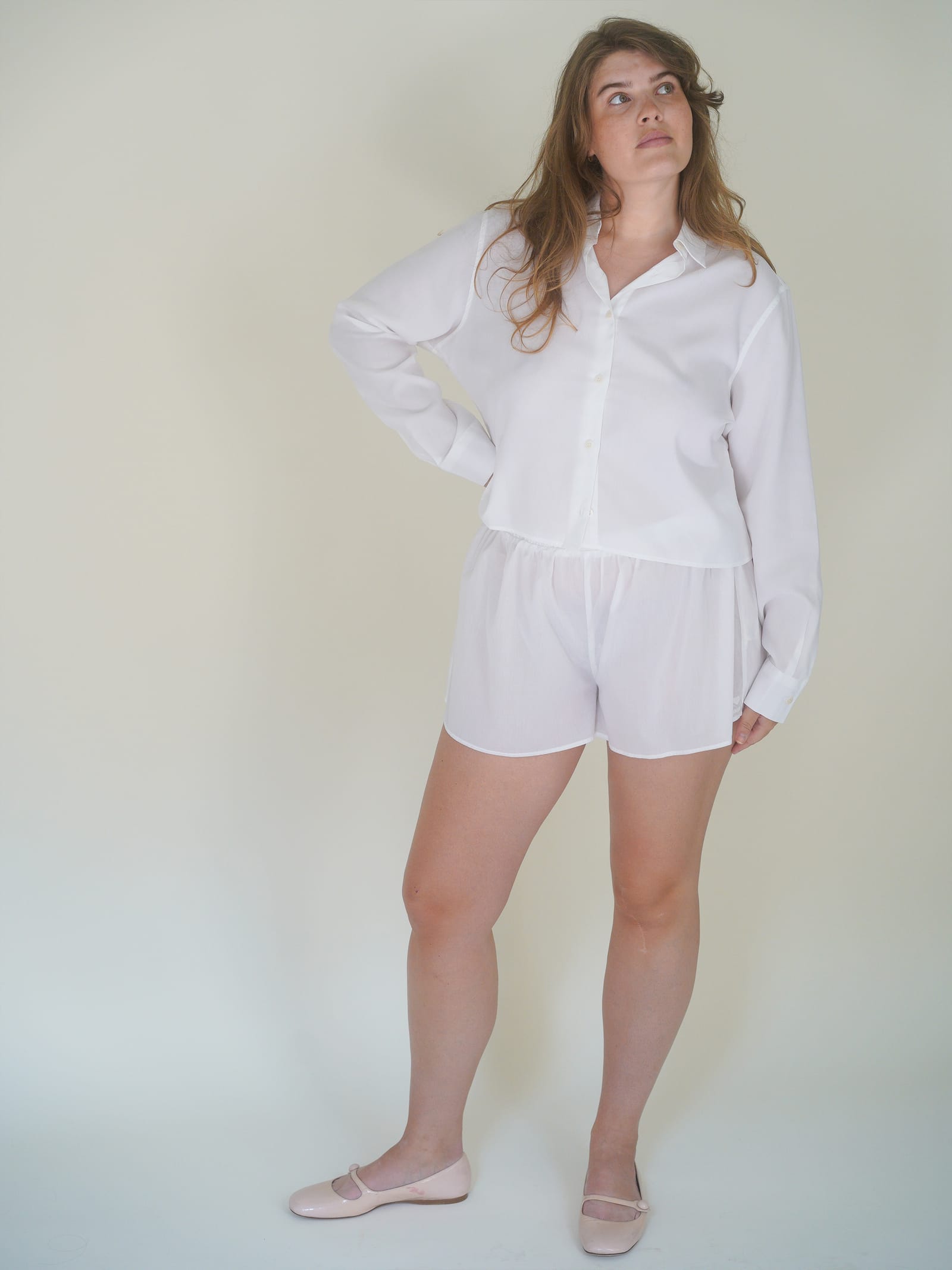 Airy Poplin Mini Shorts White