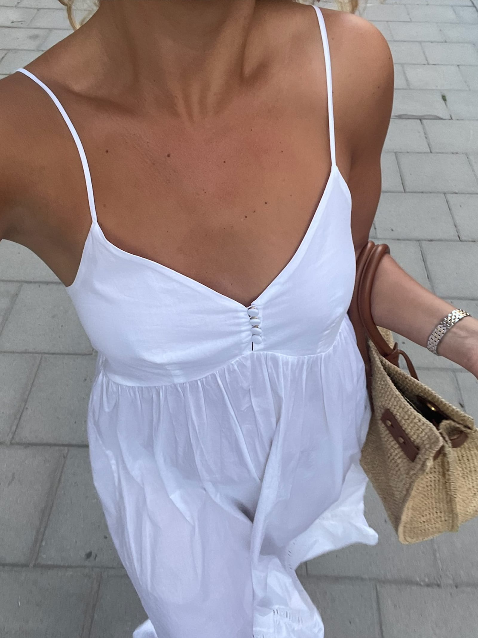 Airy Poplin Midi Dress White