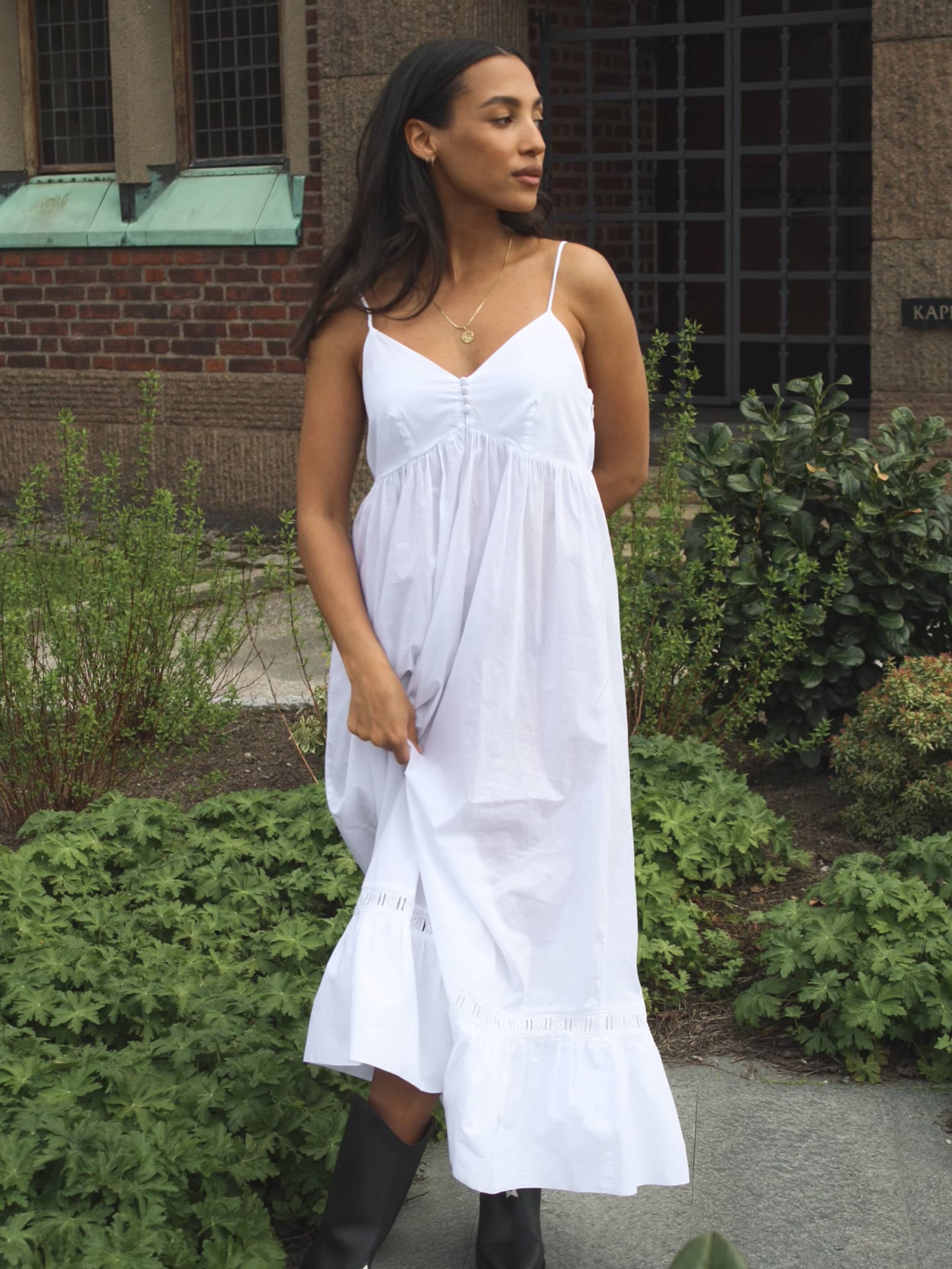 Airy Poplin Midi Dress White - White | Djerf Avenue