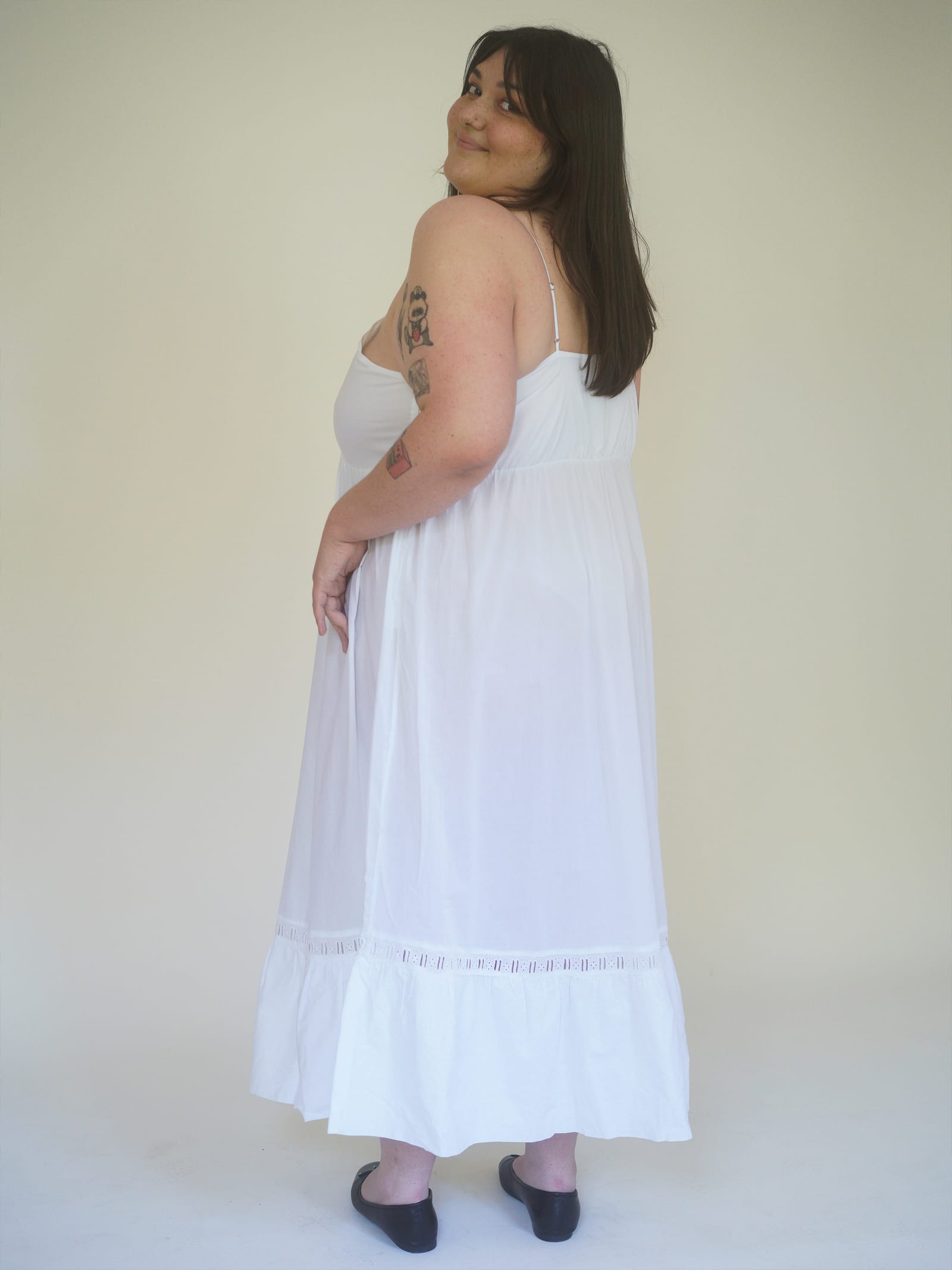 Airy Poplin Midi Dress White