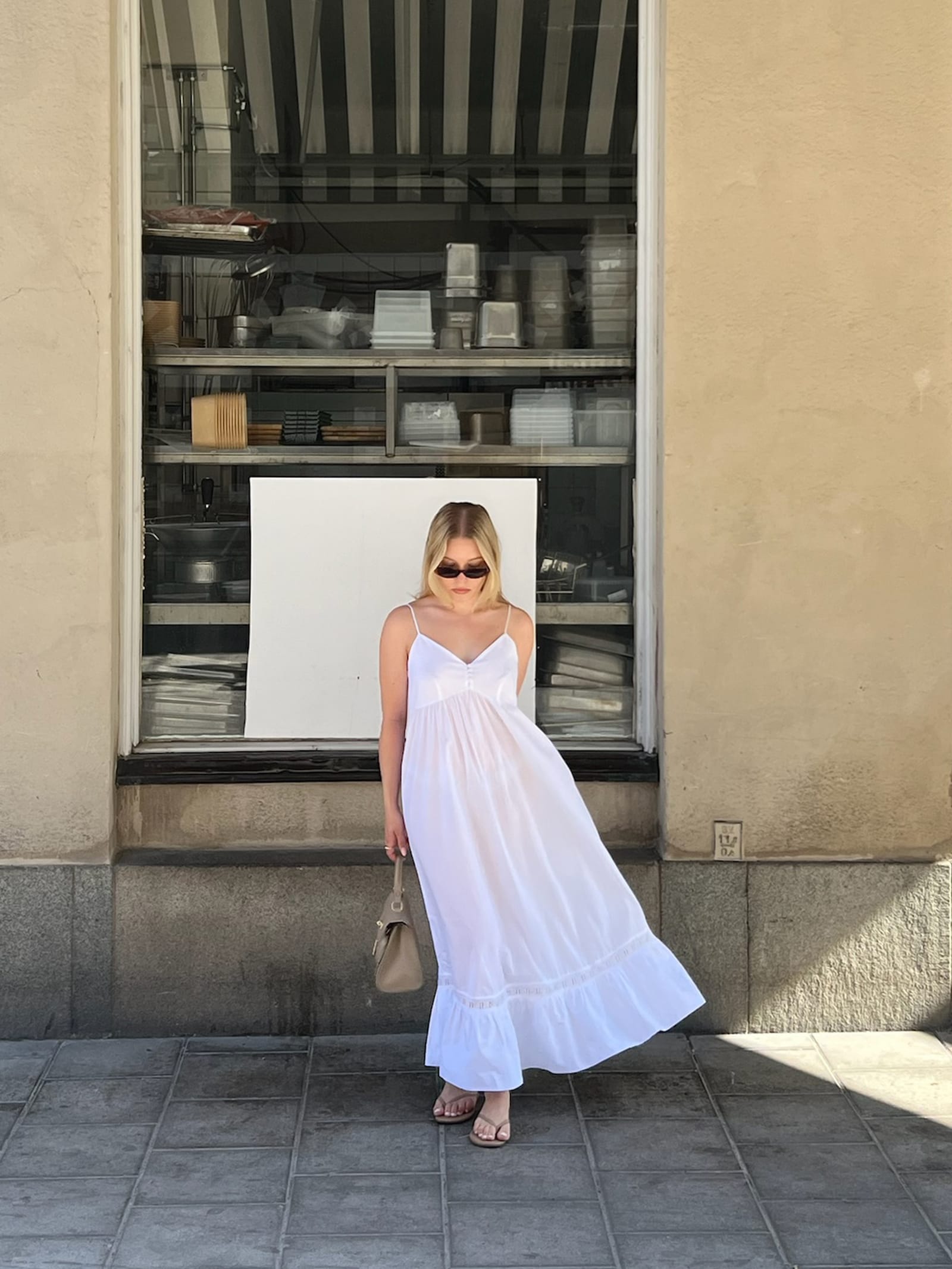Airy Poplin Midi Dress White