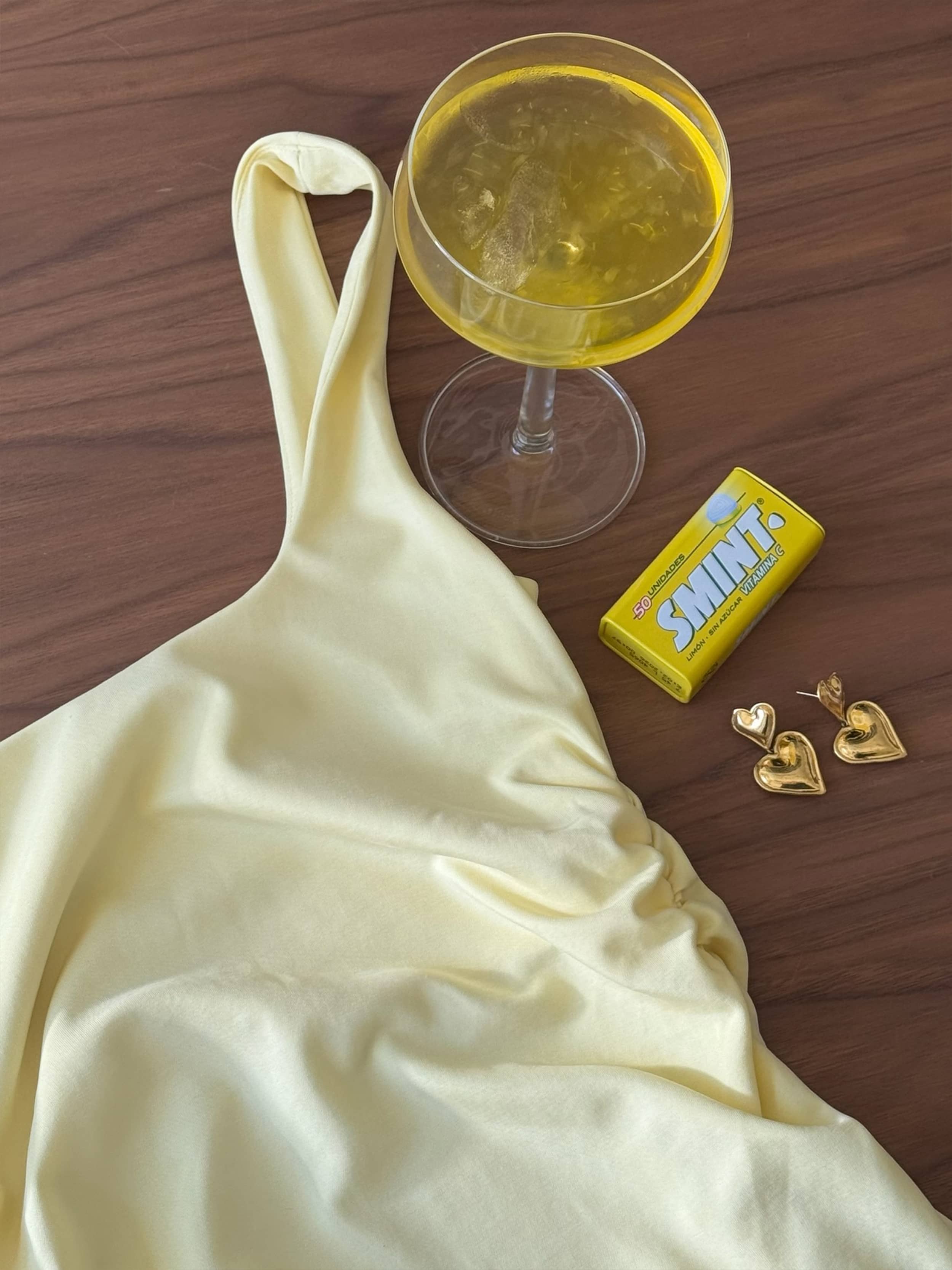 Citrine Midi Slip Dress Light Yellow - Light Yellow | Djerf Avenue