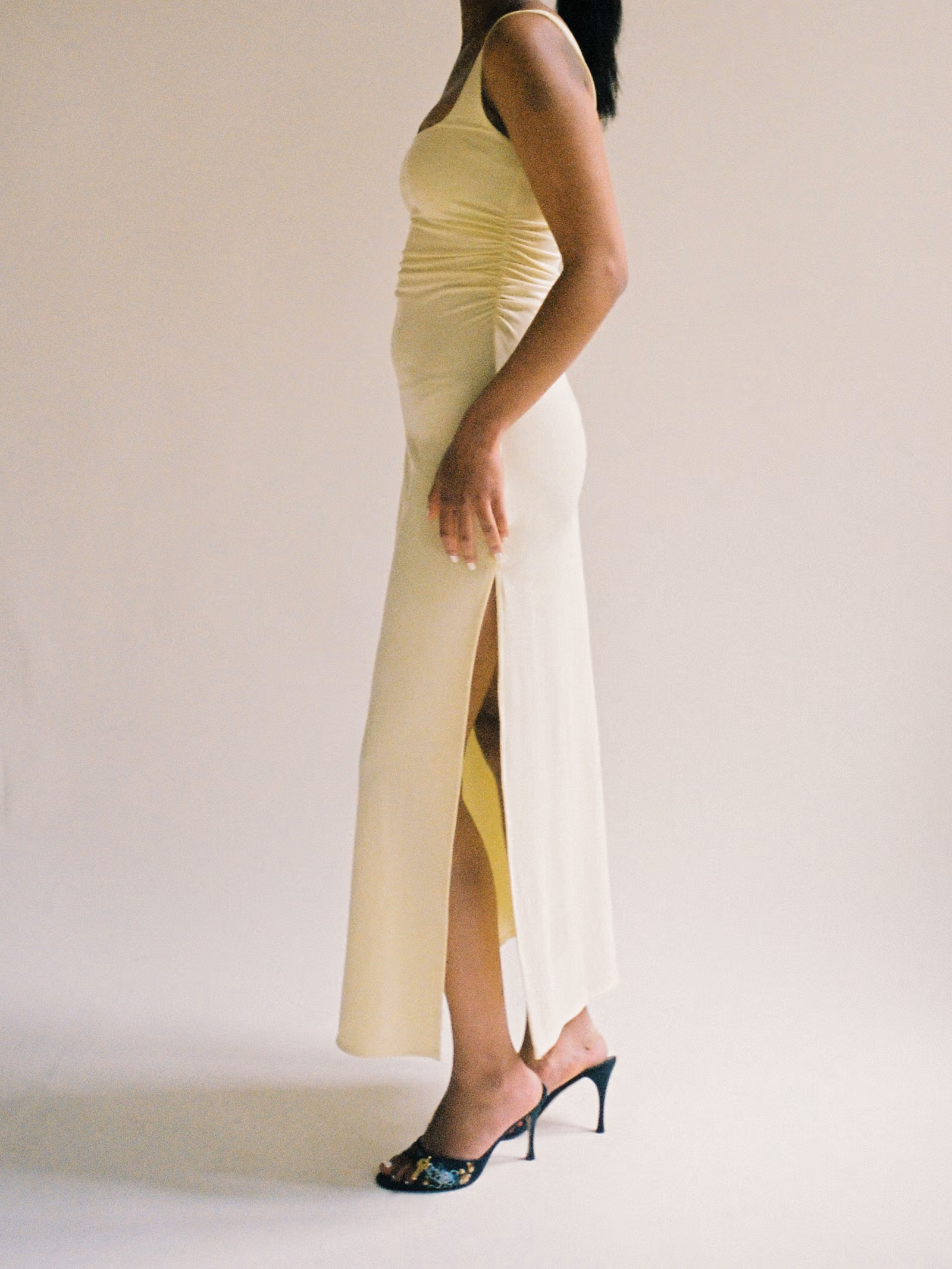 Citrine Midi Slip Dress Light Yellow