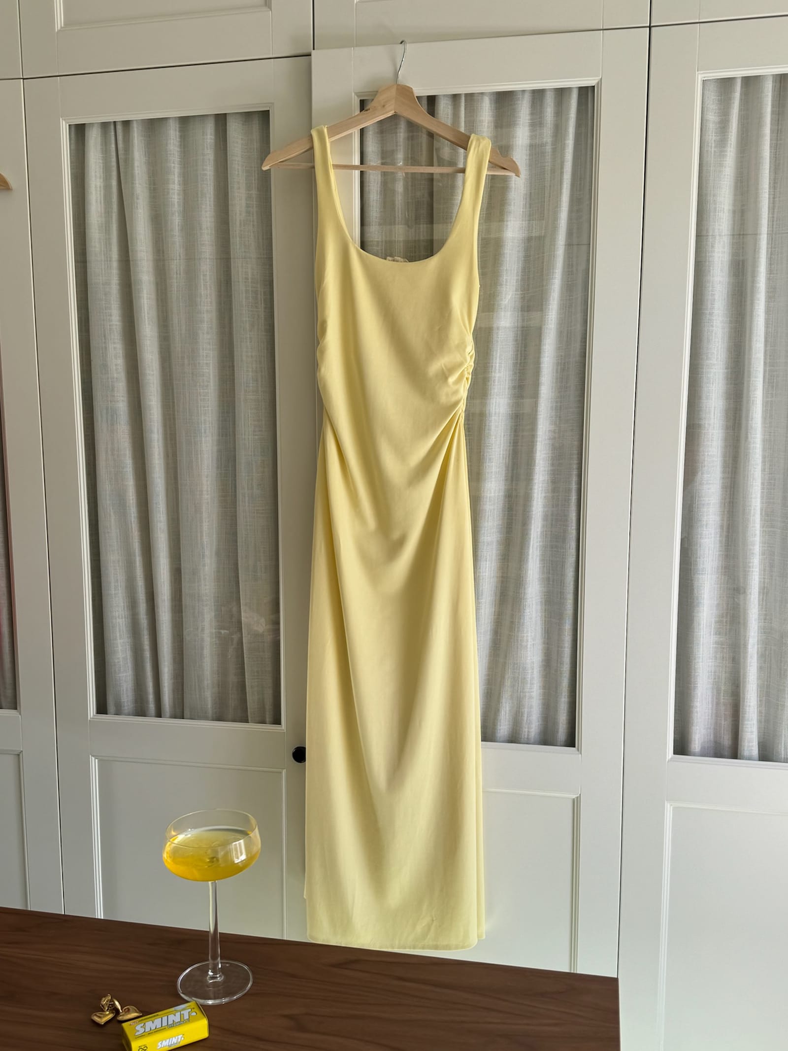 Citrine Midi Slip Dress Light Yellow