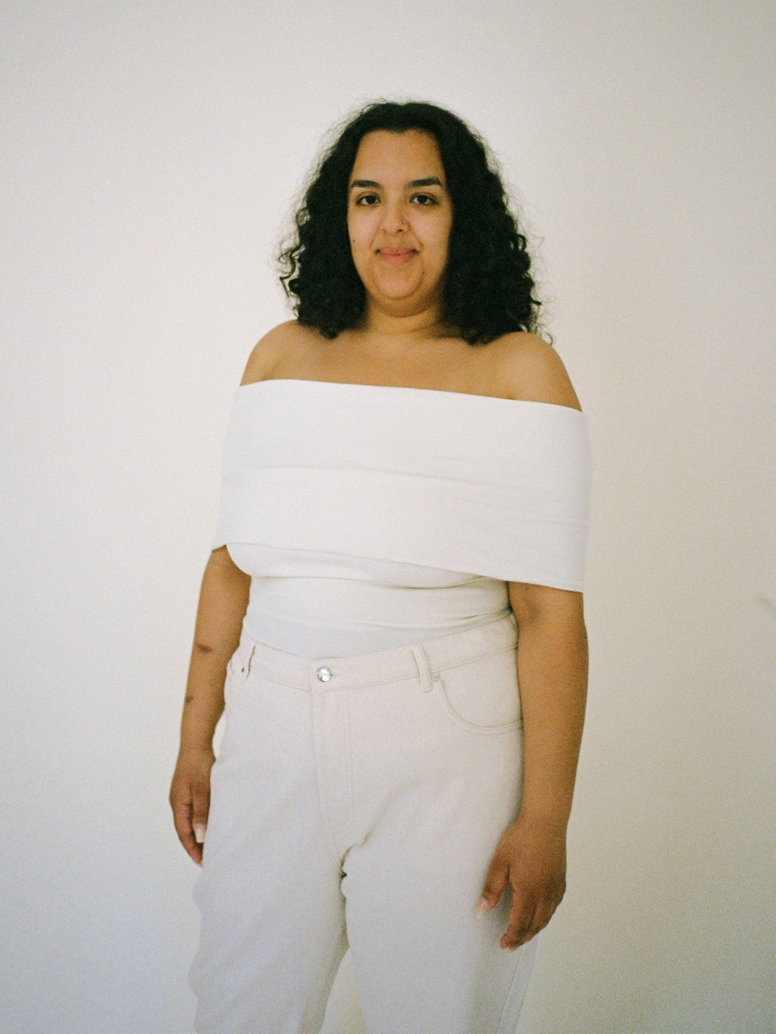 Selenite Off Shoulder Top Cream - Krem | Djerf Avenue