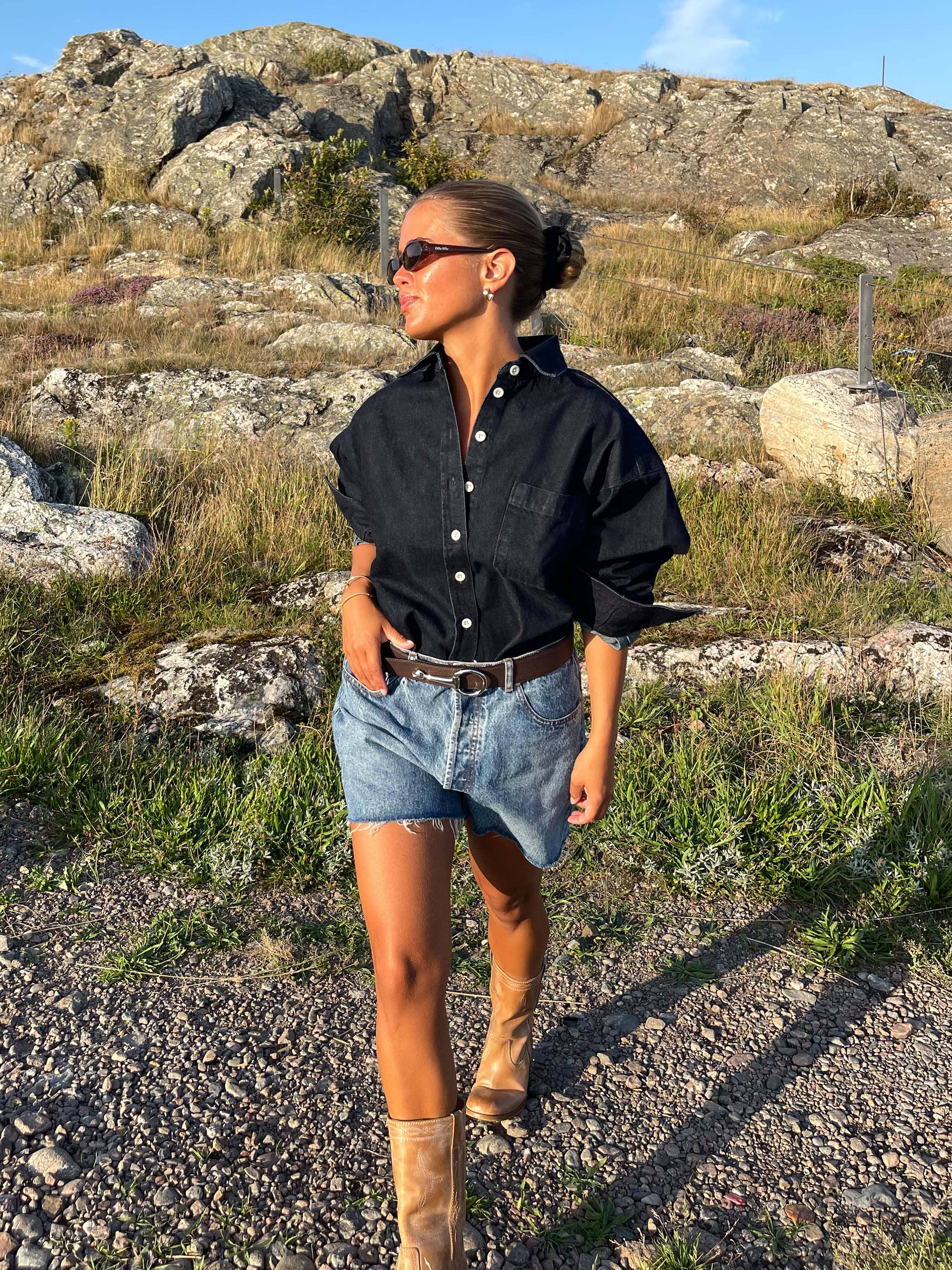 Denim Shirt Dark Blue - Dark blue | Djerf Avenue