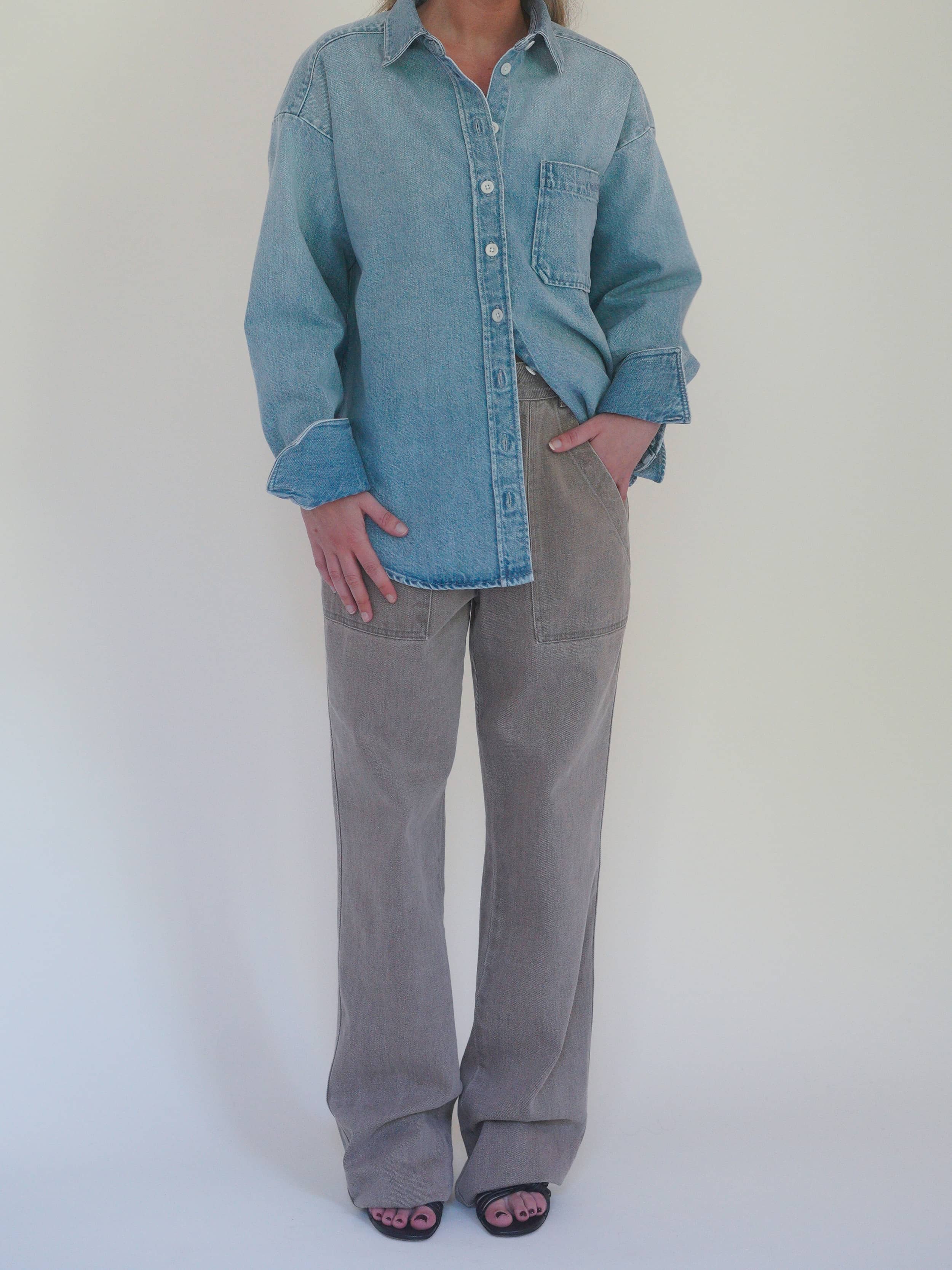 Denim Shirt Washed Blue - Washed Blue | Djerf Avenue