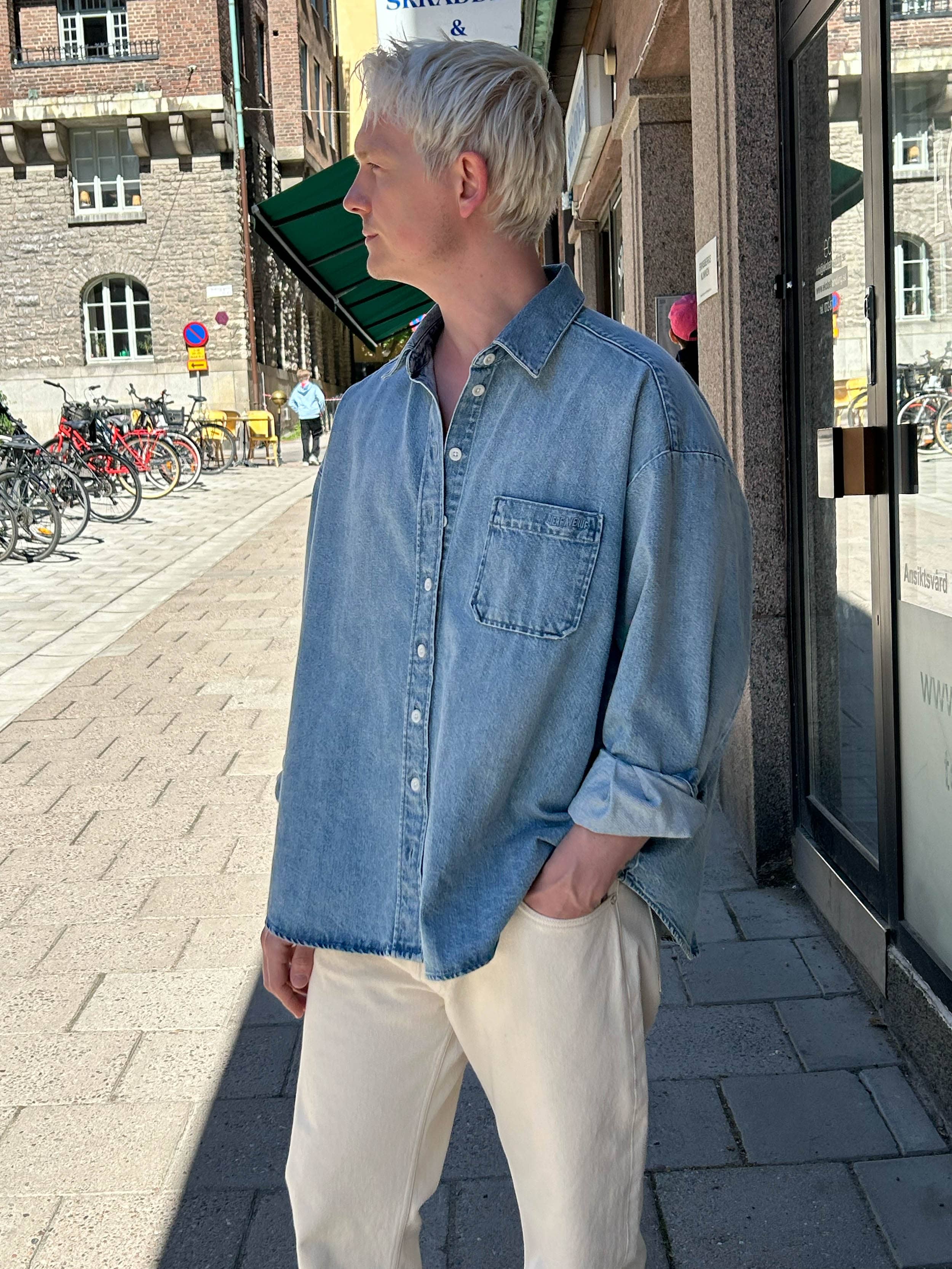 Denim Shirt Washed Blue - Washed Blue | Djerf Avenue