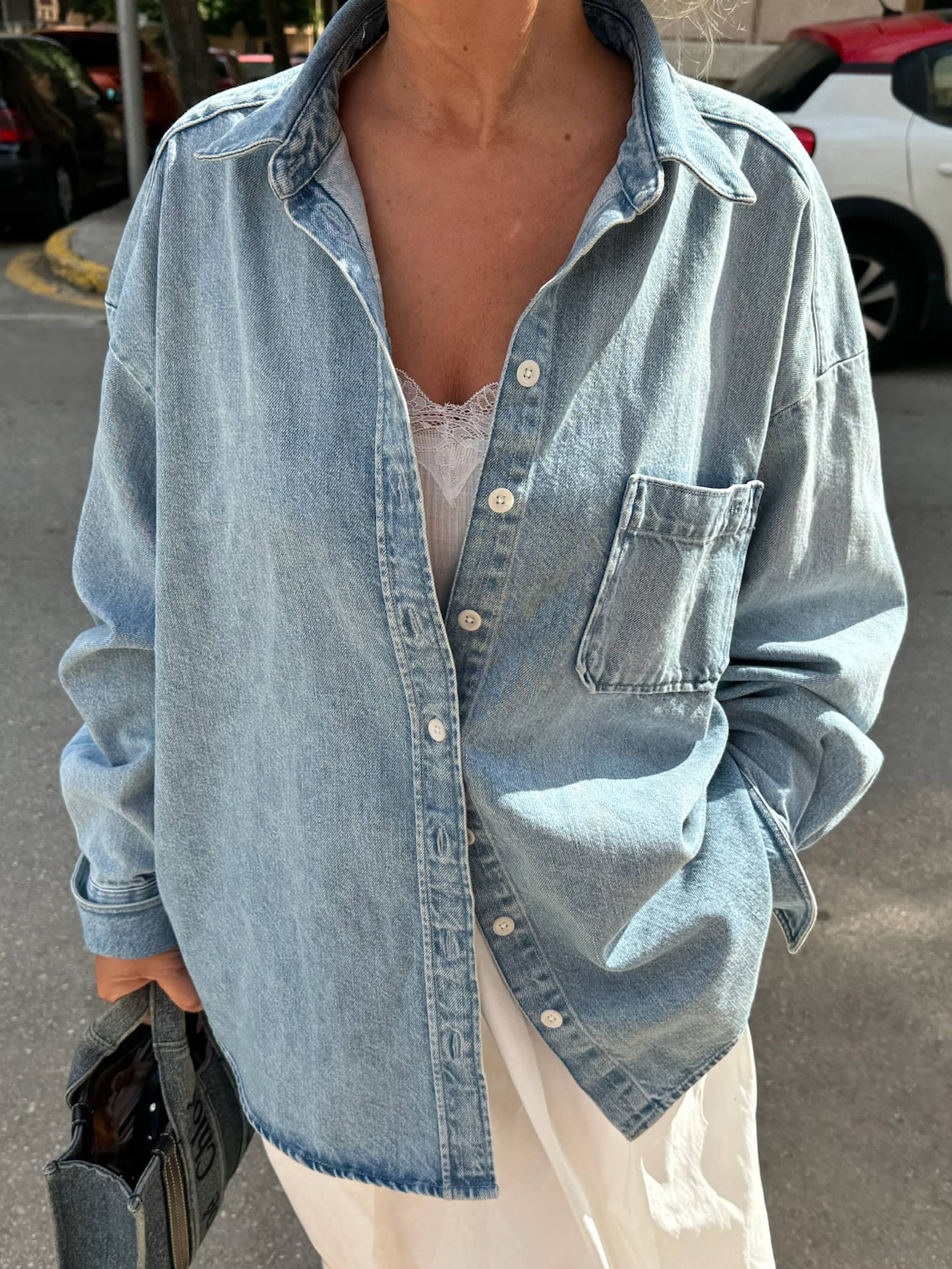 Denim Shirt Washed Blue - Washed Blue | Djerf Avenue