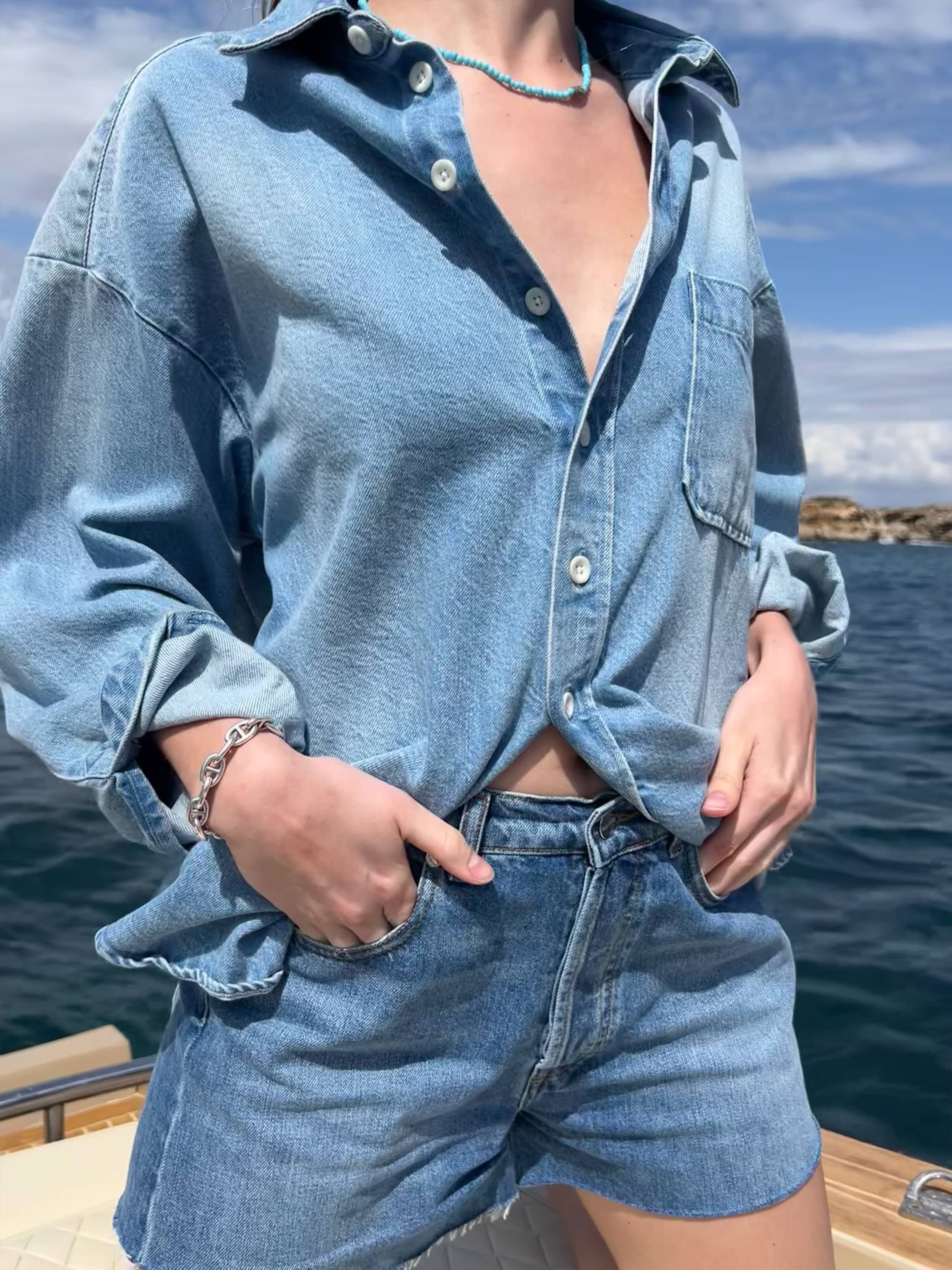 Denim Shirt Washed Blue - Washed Blue | Djerf Avenue