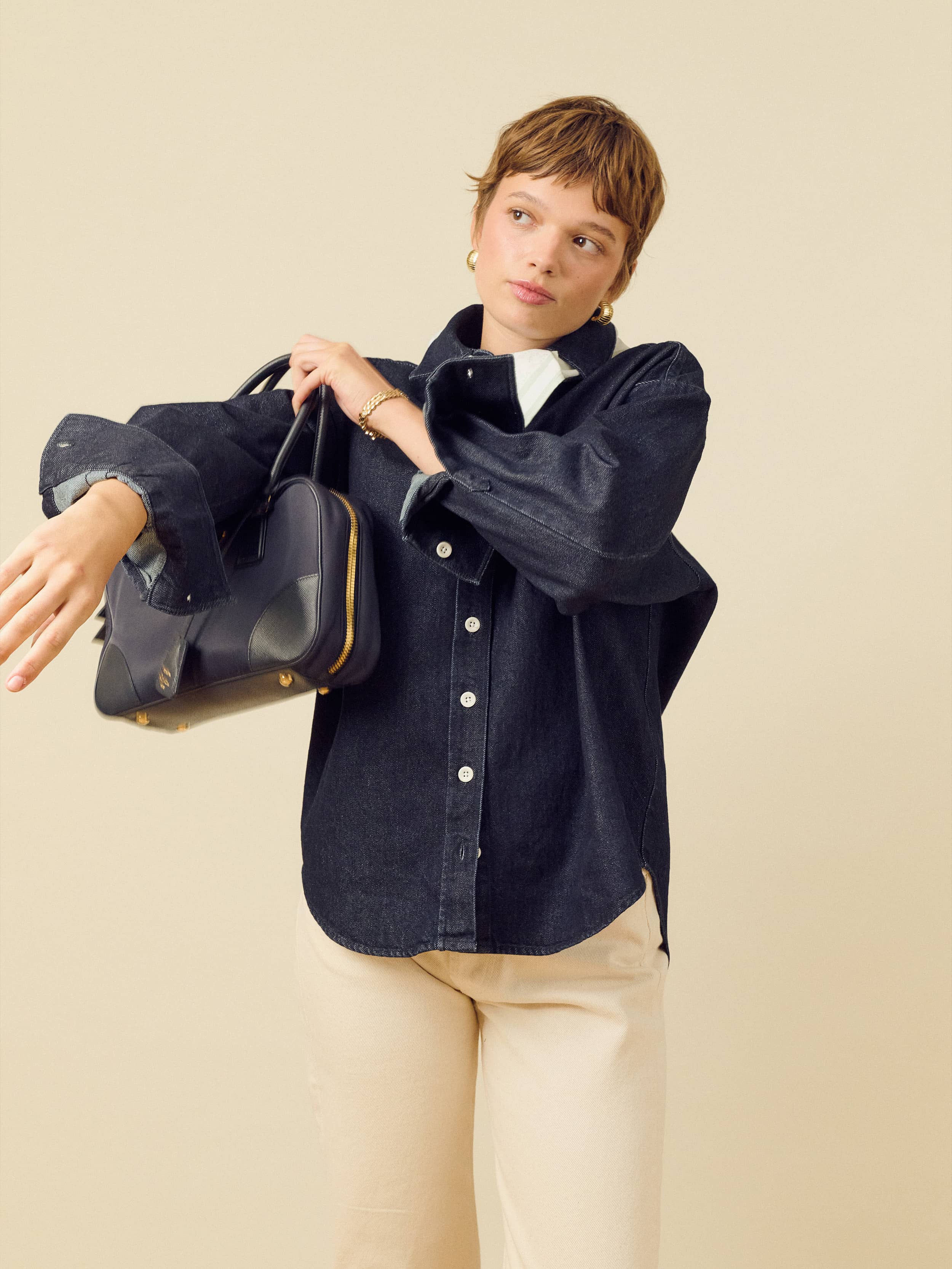 Denim Shirt Dark Blue - Dark blue | Djerf Avenue