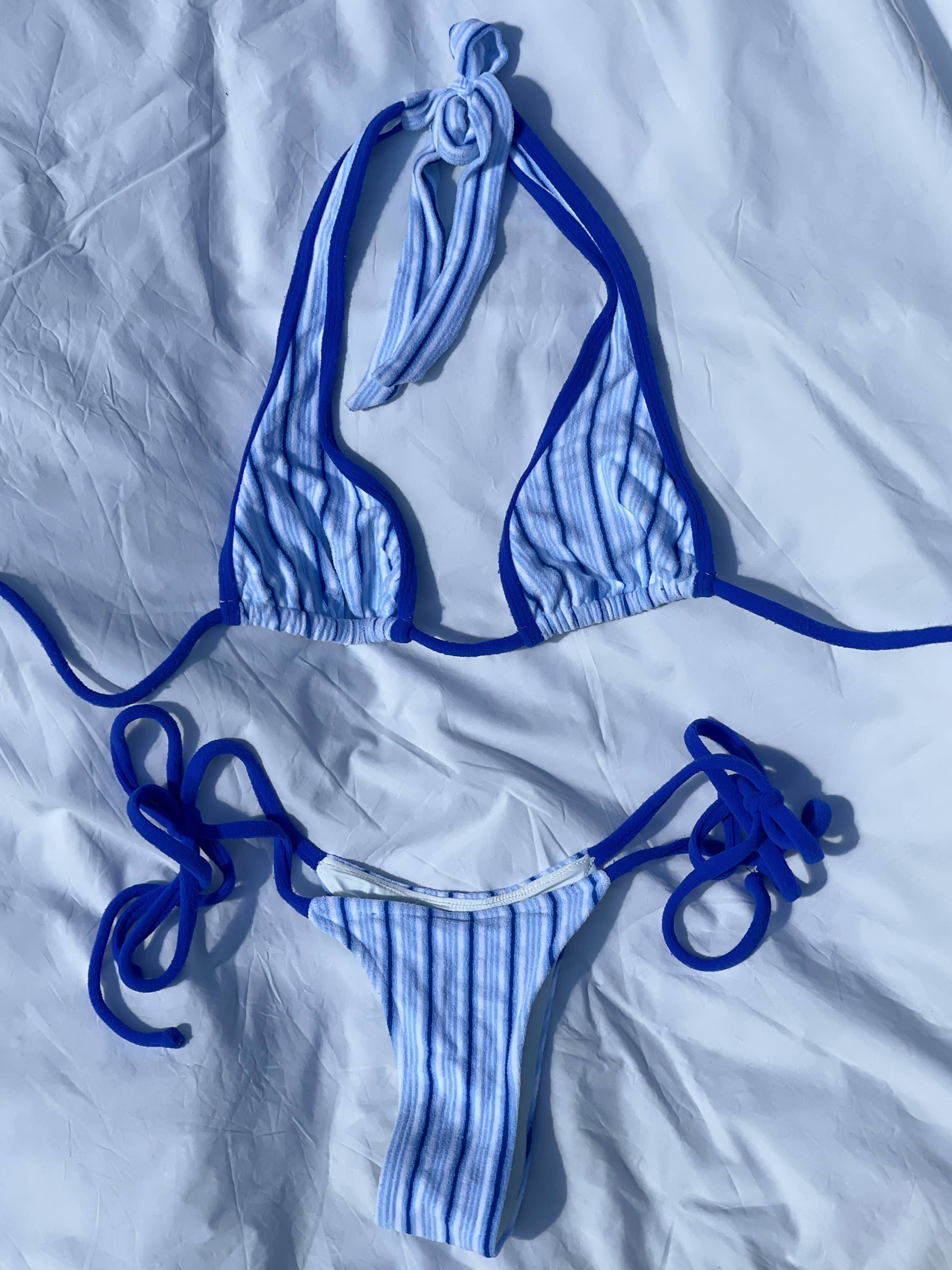 Lumia Terry Bikini Top Seaside Stripe - Seaside Stripe | Djerf Avenue