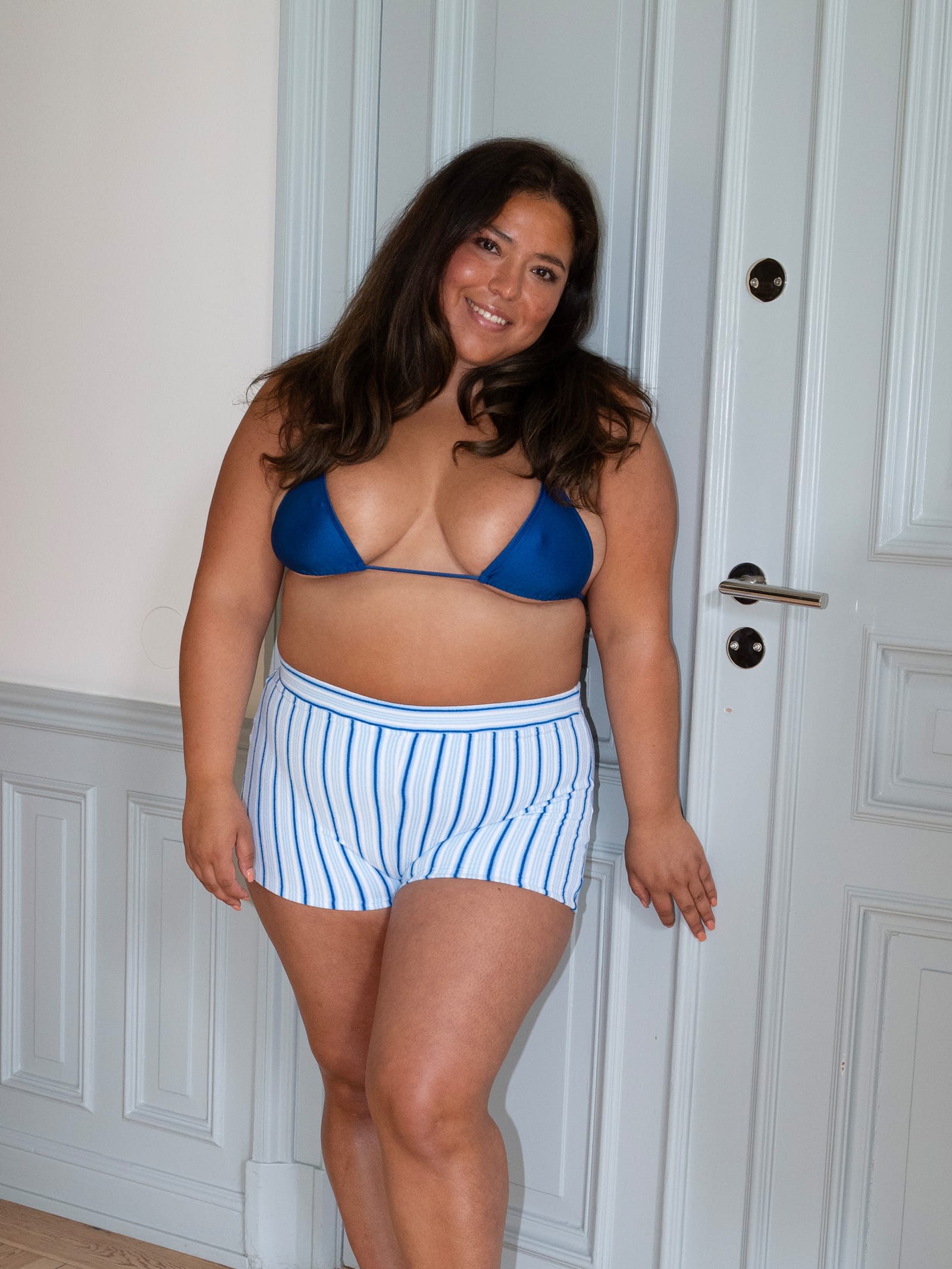 Sunrise Satin Bikini Top Deep Blue
