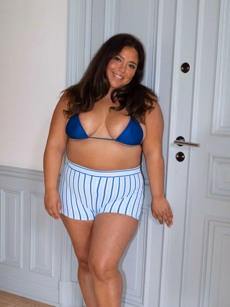 Sunrise Satin Bikini Top Deep Blue