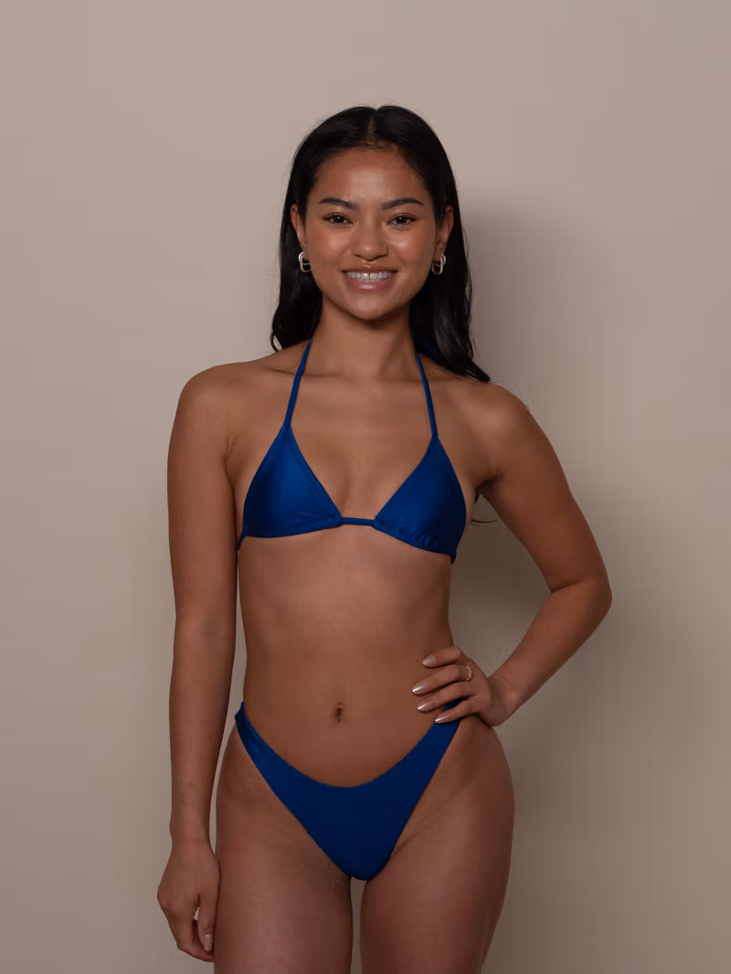 Sunrise Satin Bikini Top Deep Blue