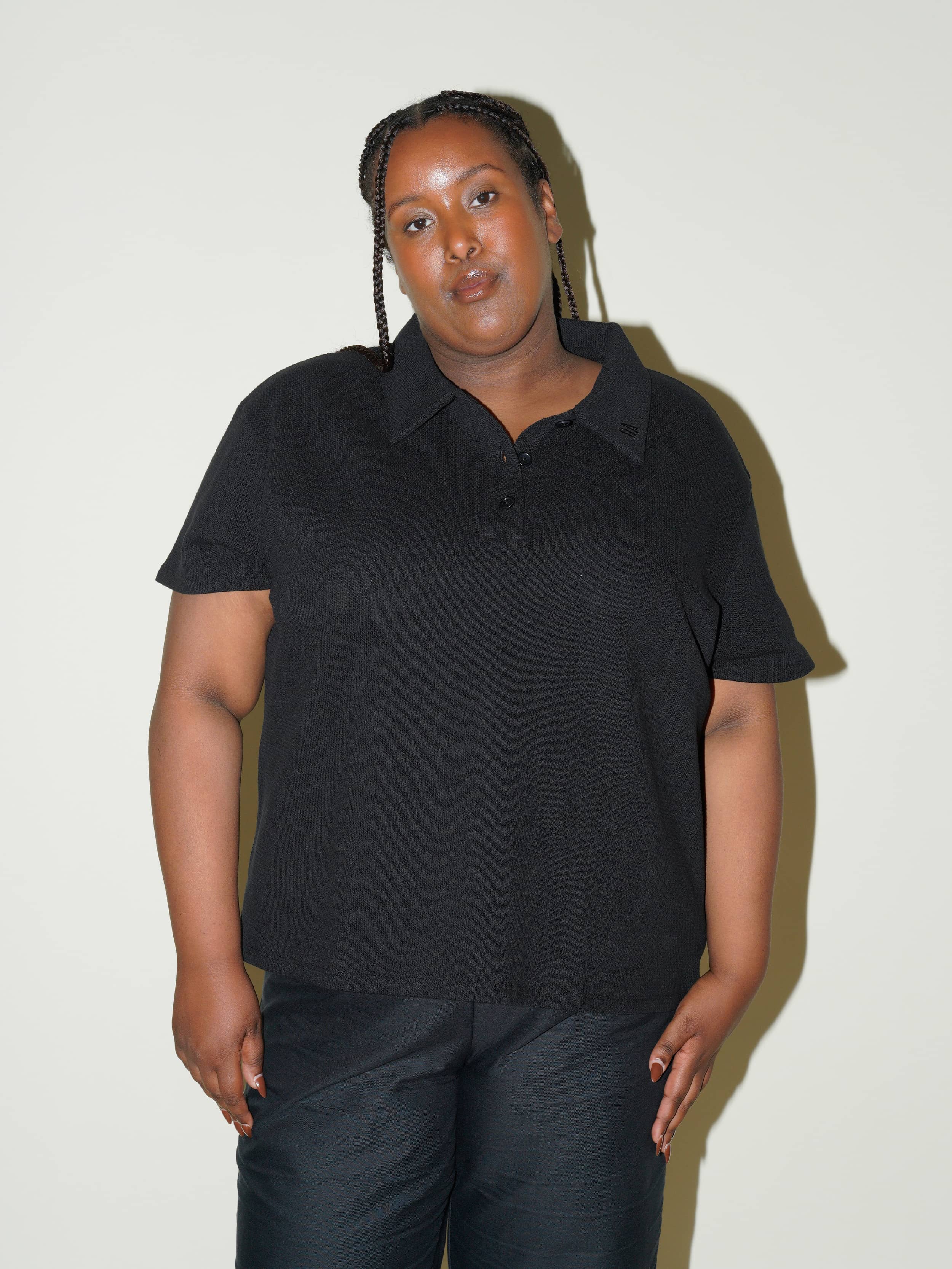トップス KDG POLO LS SHIRT BLACK Textured Polo Top Black - Black | Djerf Avenue