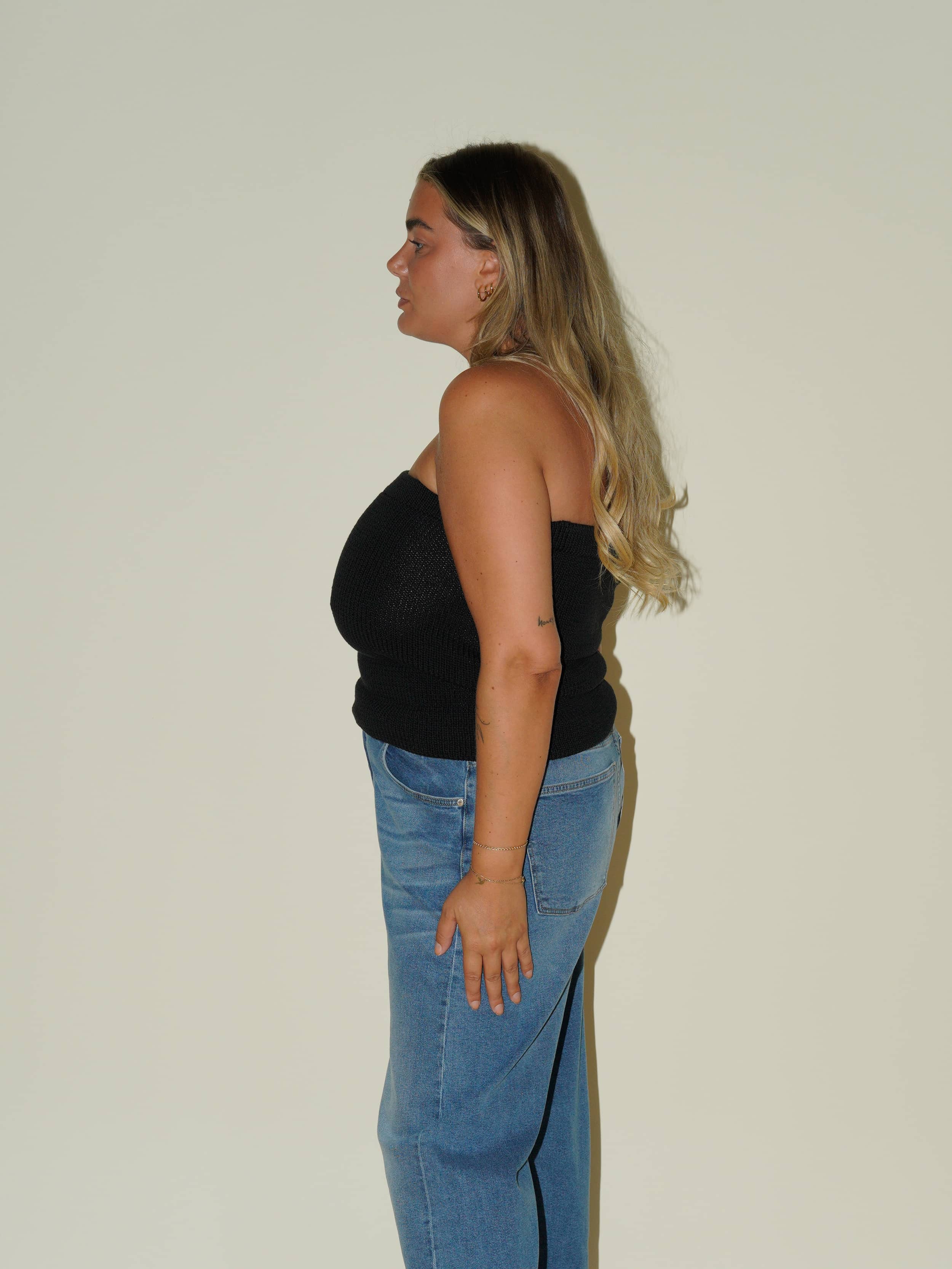 Knitted Tube Top Black - Black | Djerf Avenue