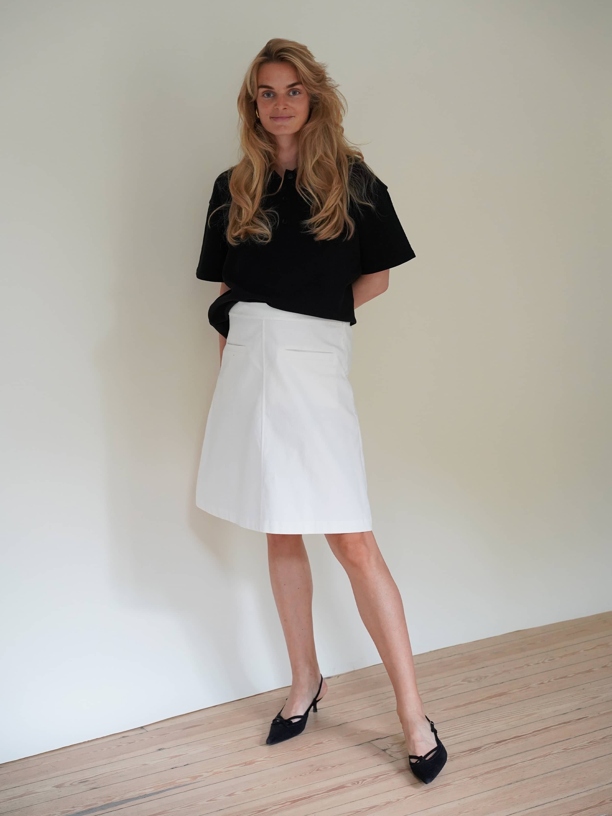 Corduroy Skirt White - White | Djerf Avenue