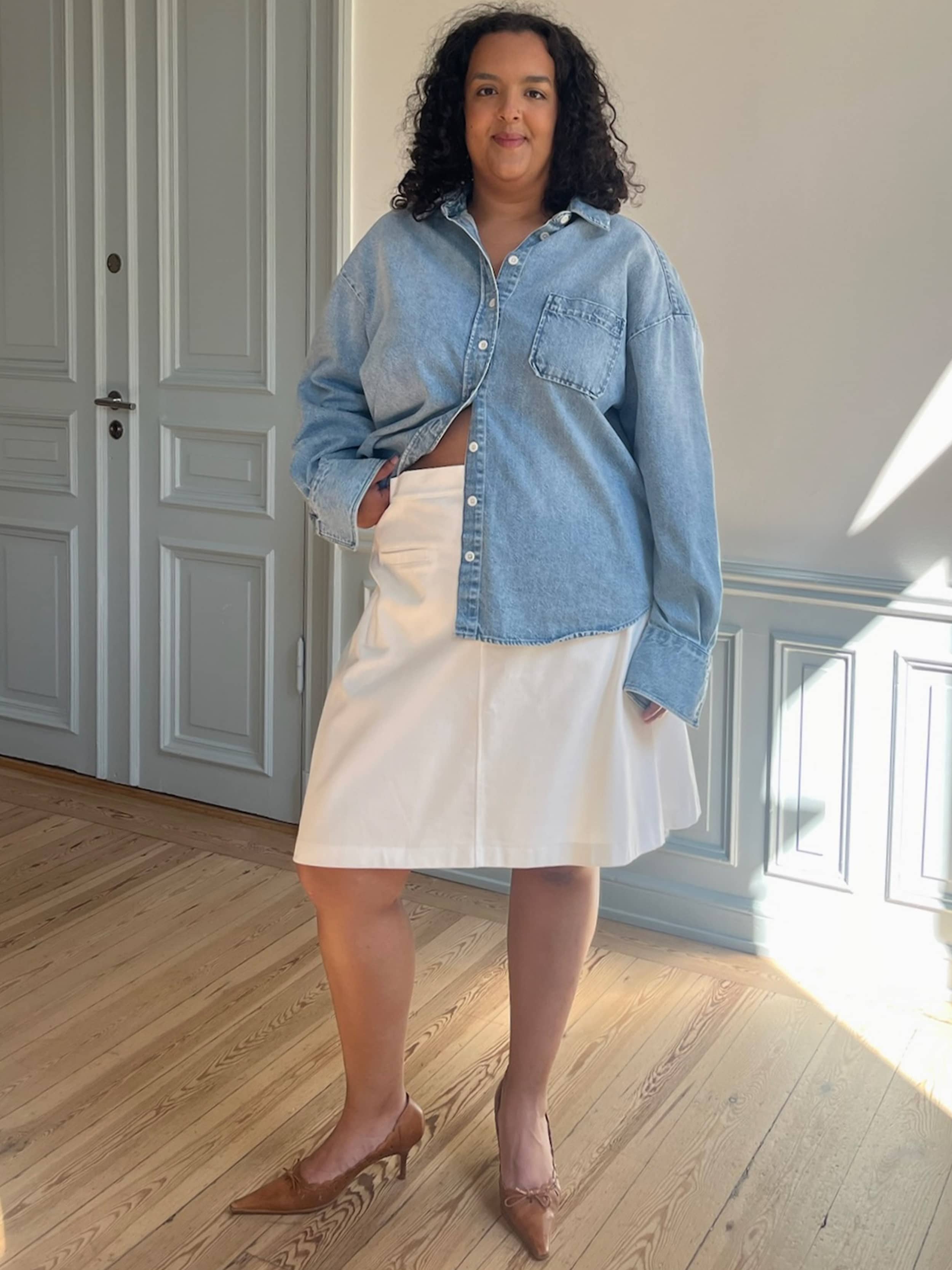 Corduroy Skirt White - White | Djerf Avenue