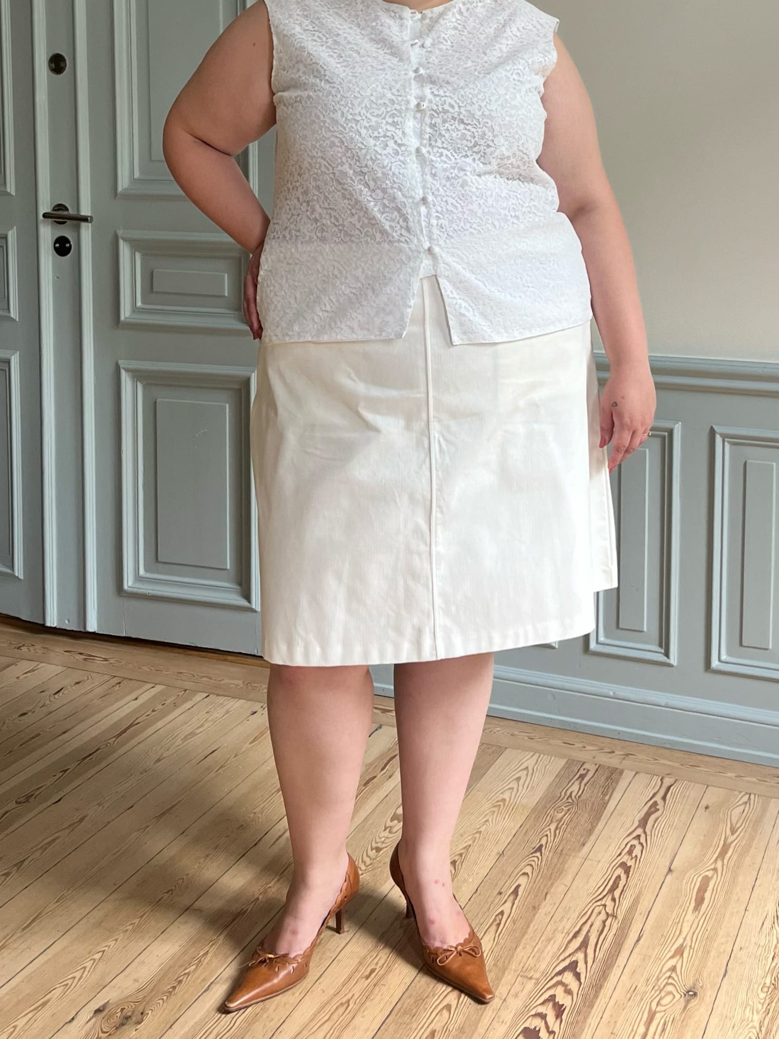 Corduroy Skirt White
