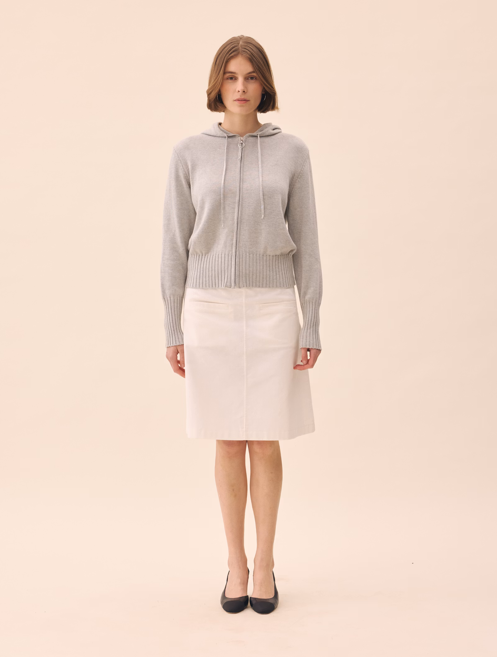 Corduroy Skirt White