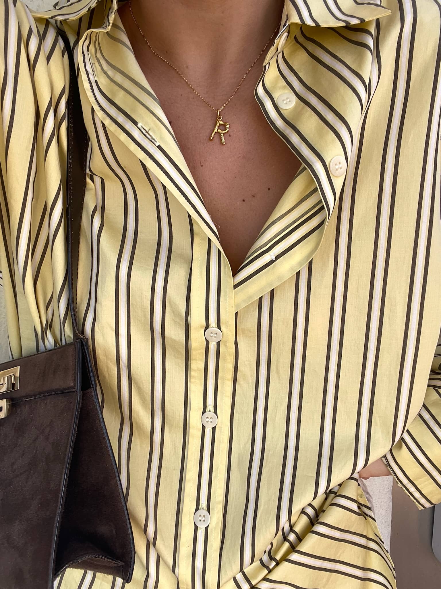 Poplin Classic Shirt Honey Stripe - Honey Stripe | Djerf Avenue
