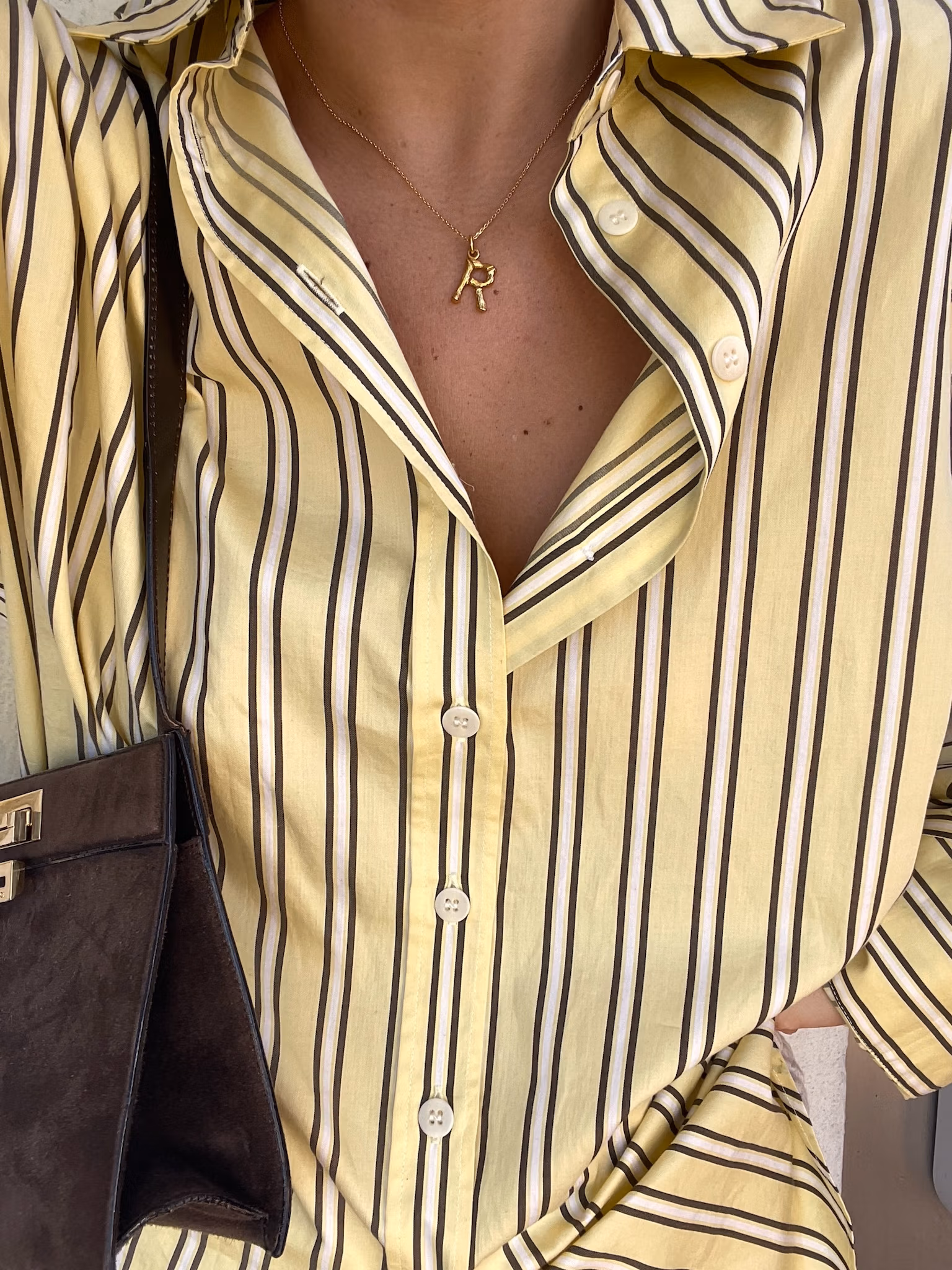 Poplin Classic Shirt Honey Stripe