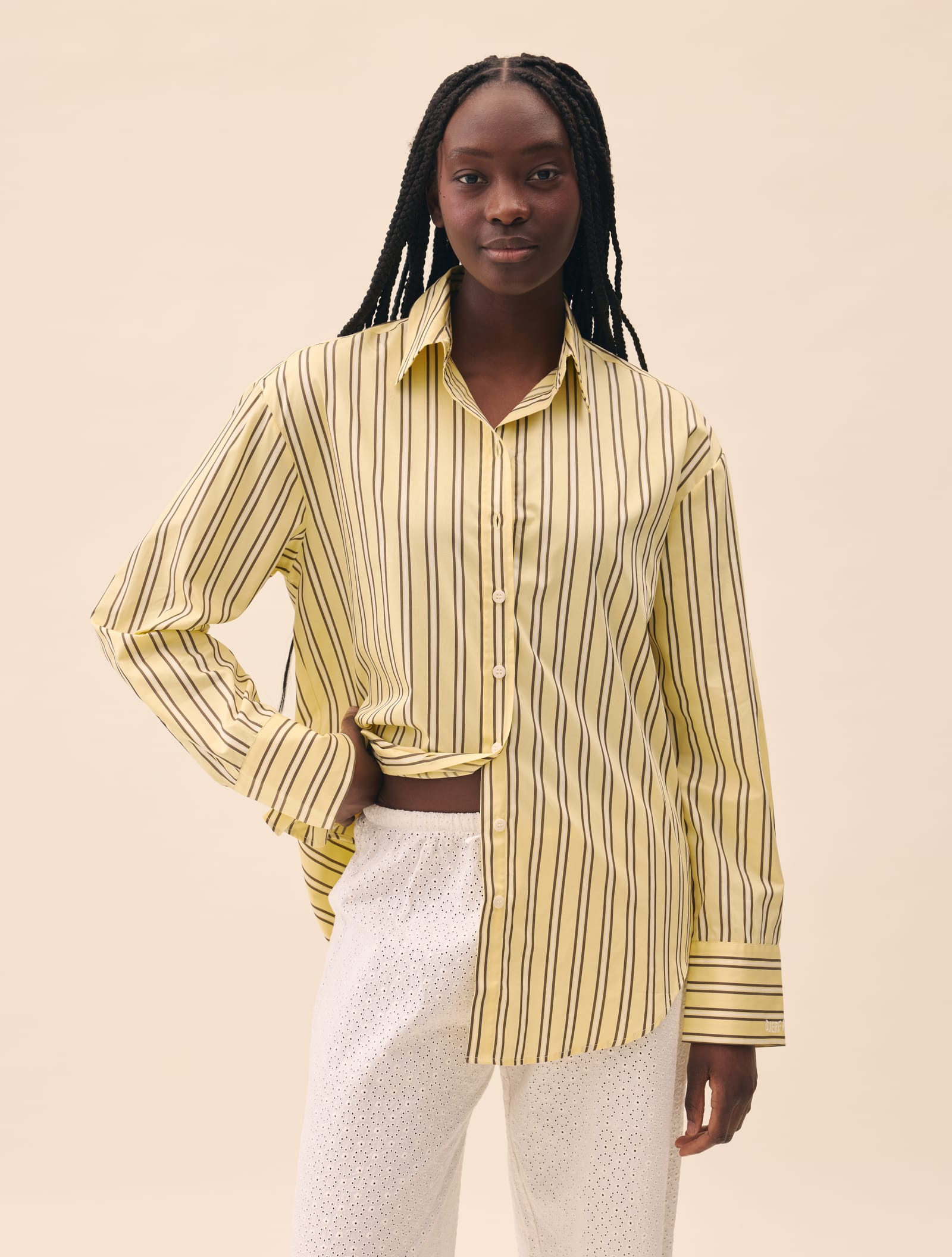 Poplin Classic Shirt Honey Stripe