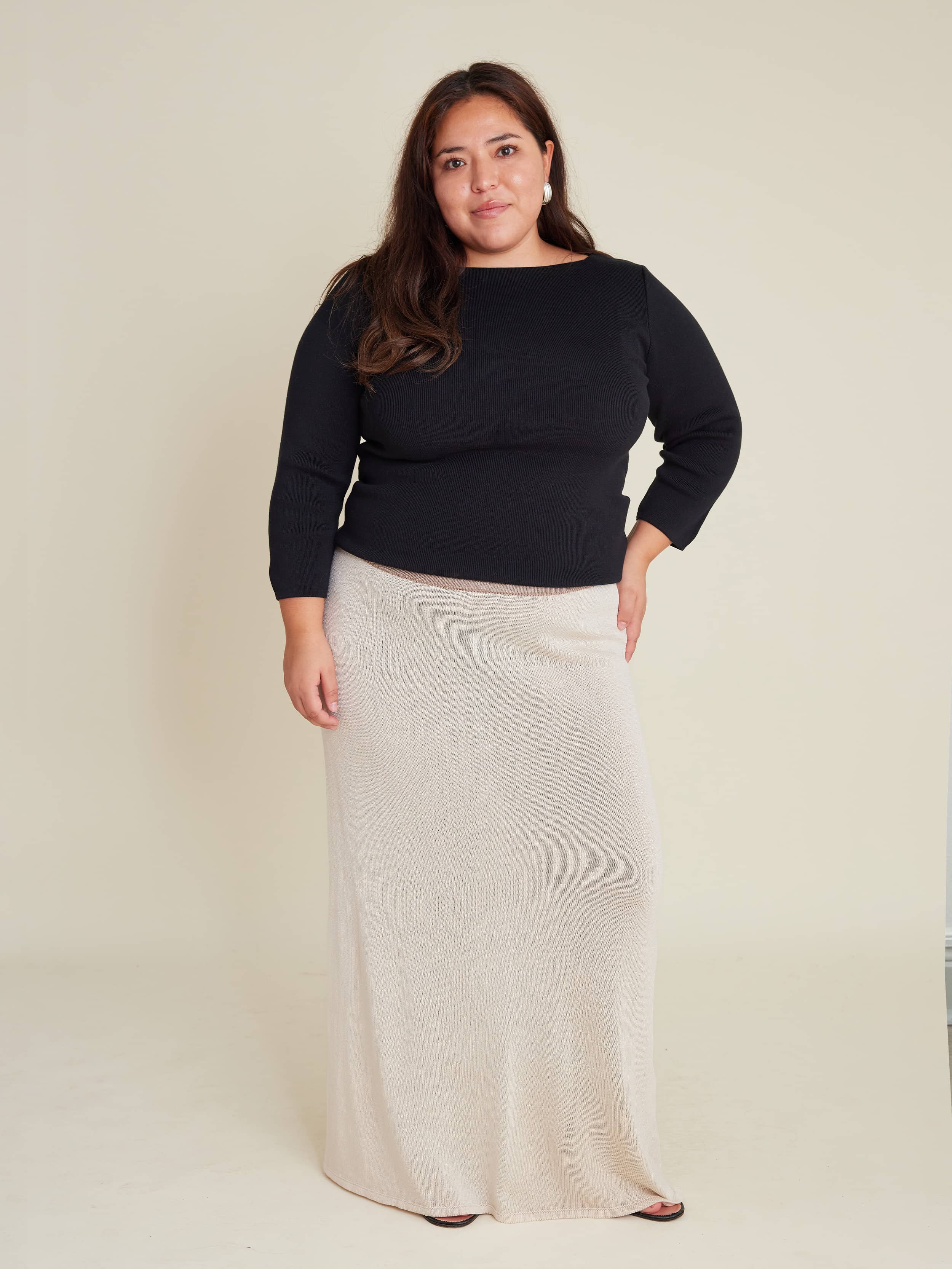 Contrast Midi Skirt Ivory - Ivory | Djerf Avenue
