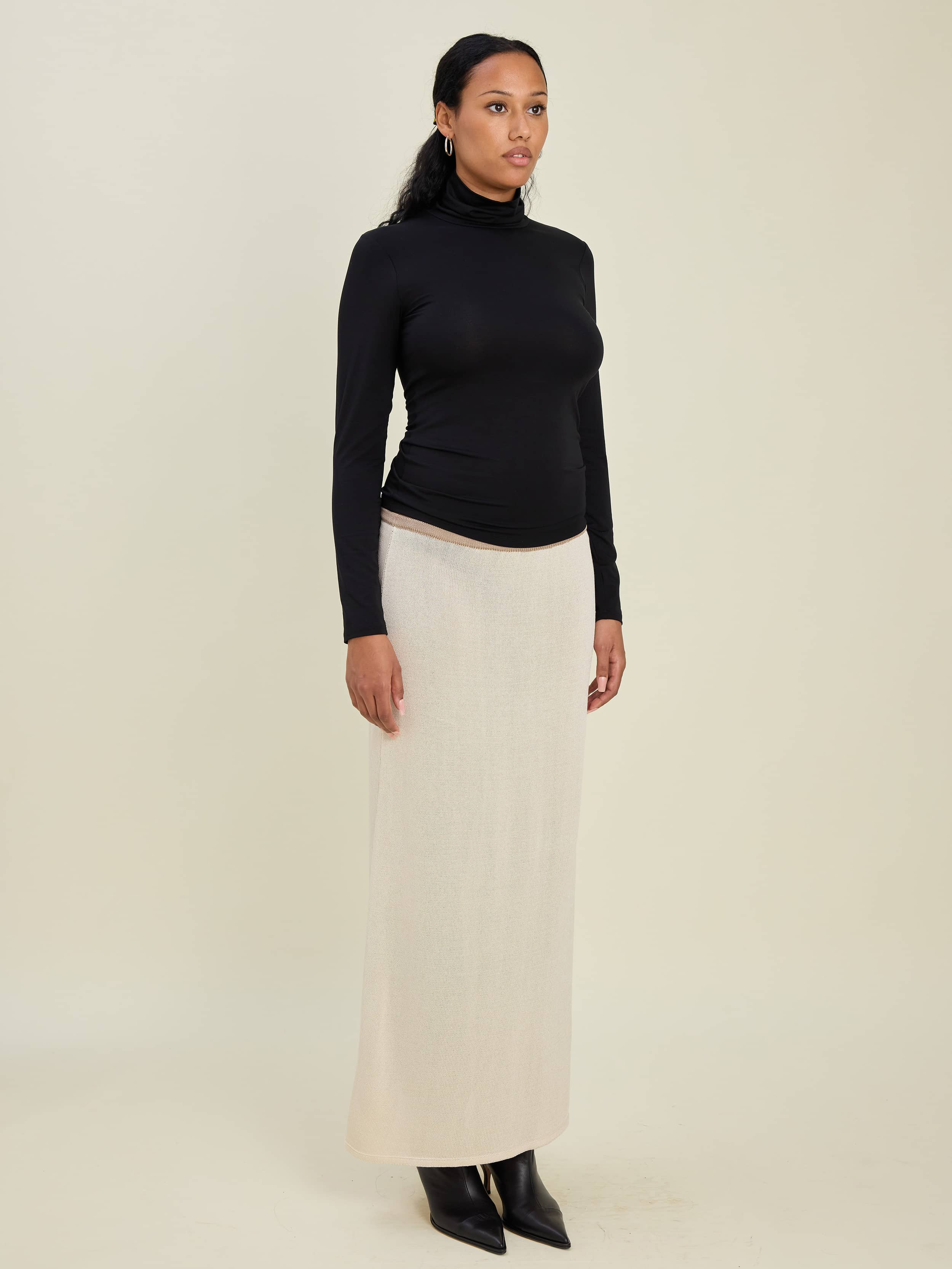 Contrast Midi Skirt Ivory - Ivory | Djerf Avenue